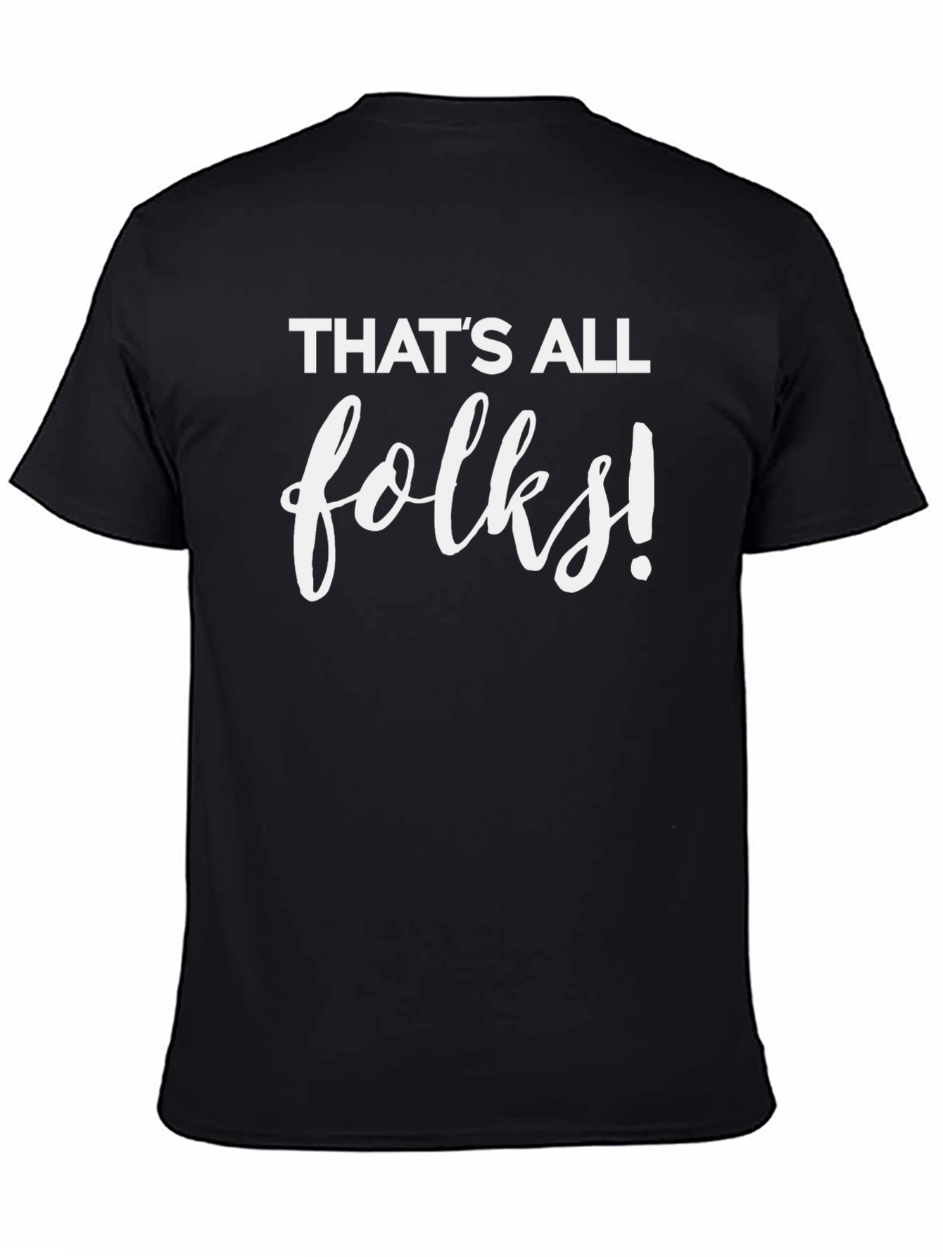 Black That's All Folks! Graphic Tee - Classic Cartoon Slogan Shirt view 4