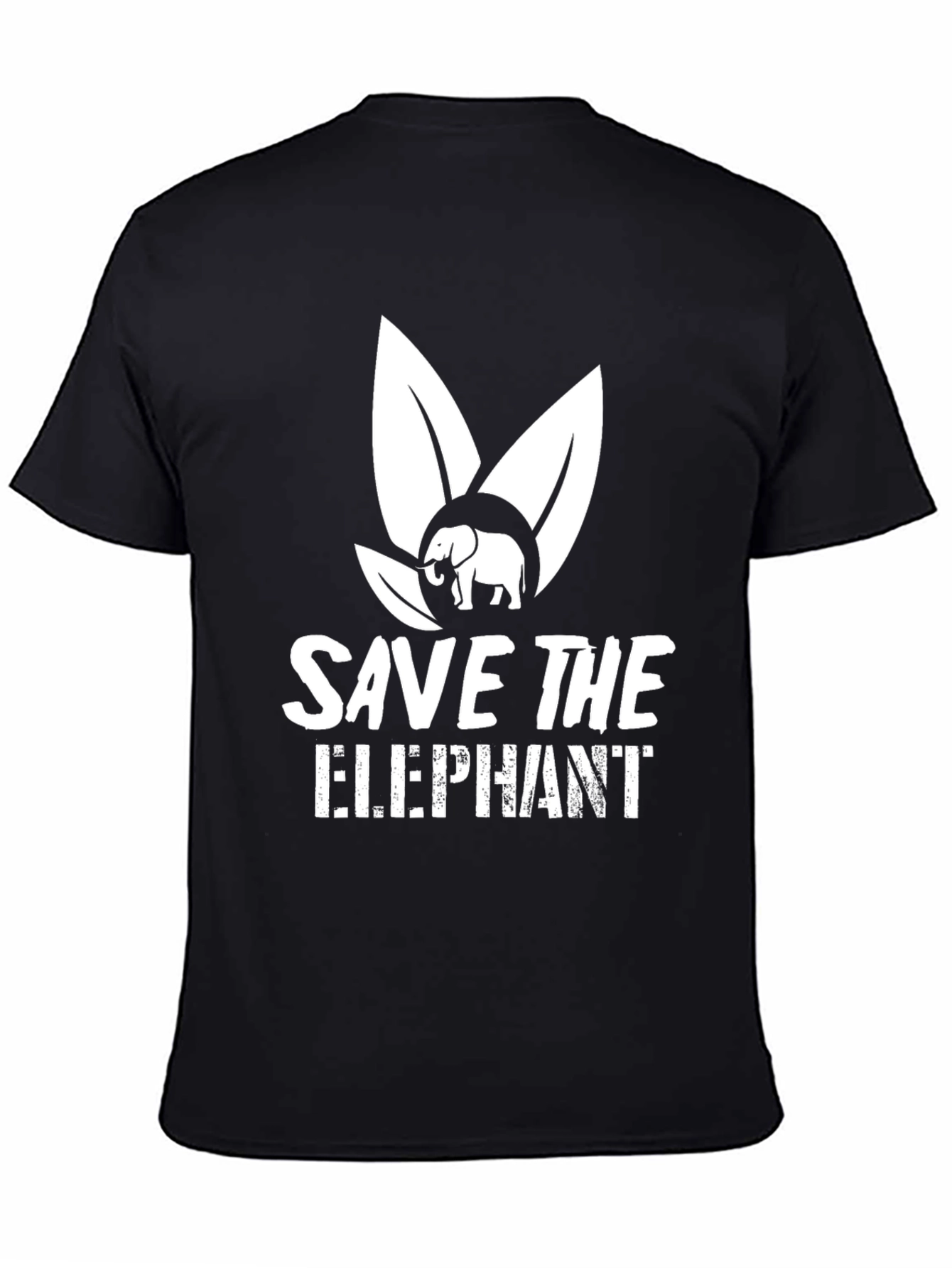 Black Save the Elephants Graphic Tee - Black Cotton T-Shirt view 4