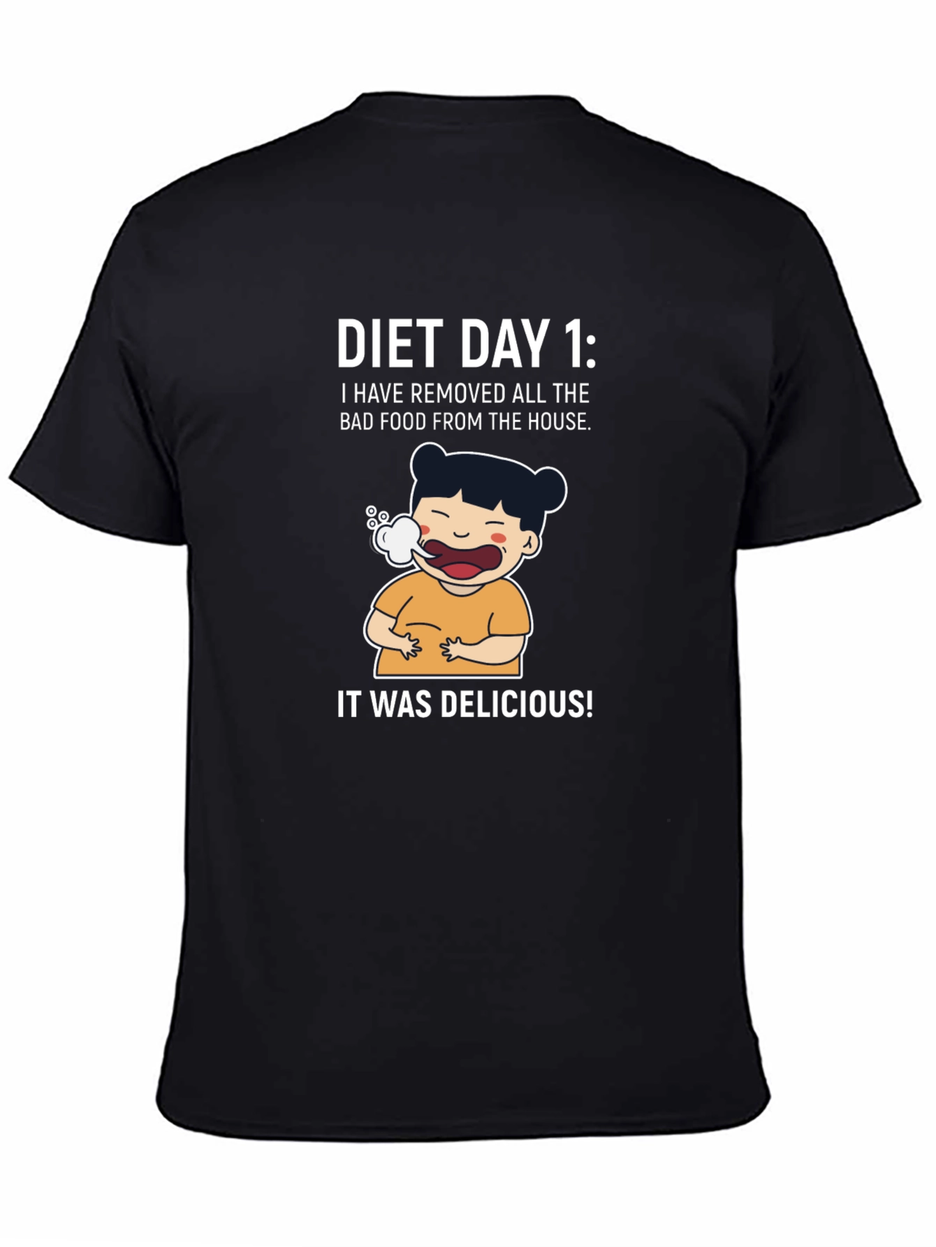Black Diet Day 1 Funny Graphic Tee Shirt view 4
