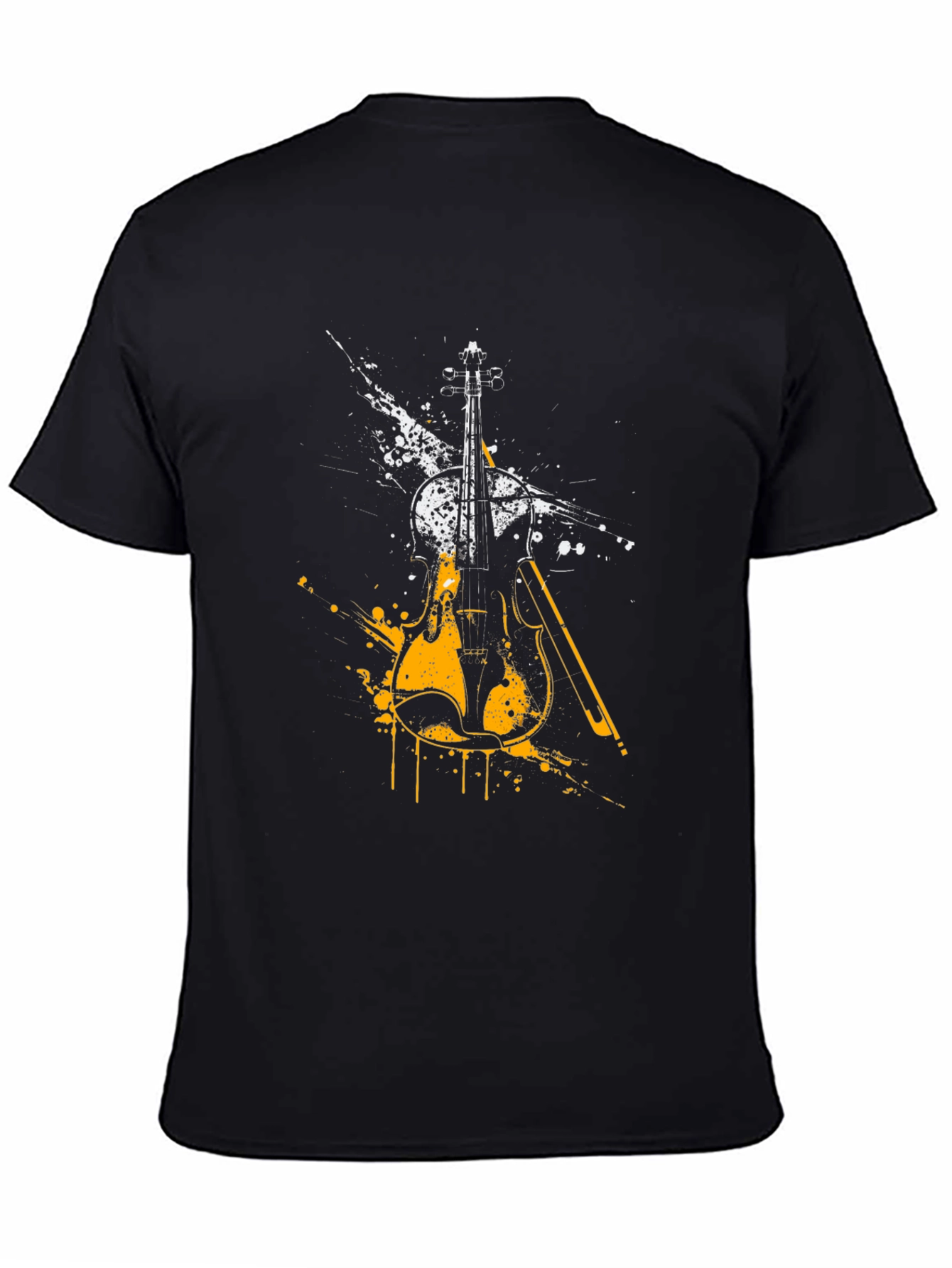 Black Abstract Violin Graphic Tee - Black view 4