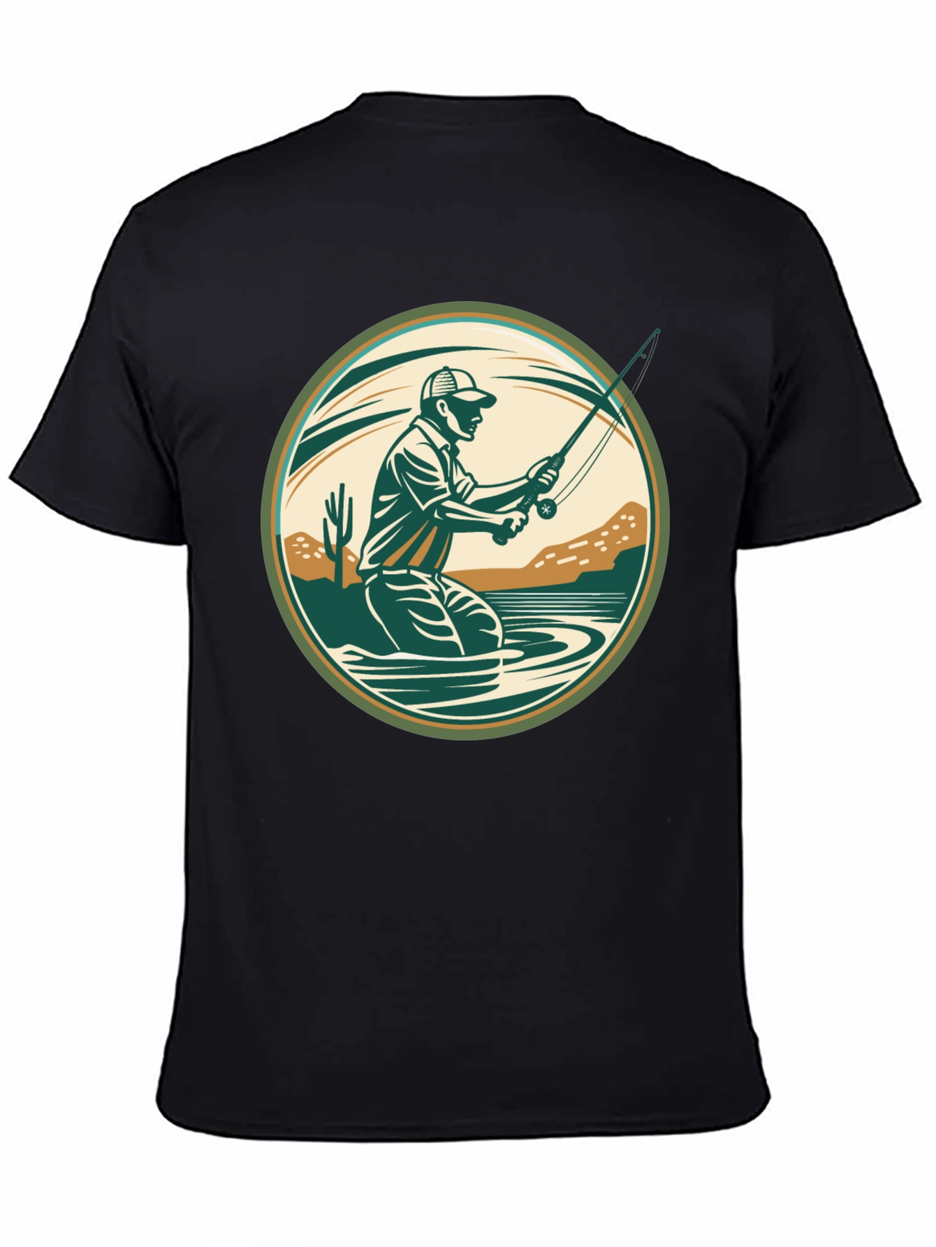 Black Fishing T-Shirt - Outdoor Adventure Design view 4
