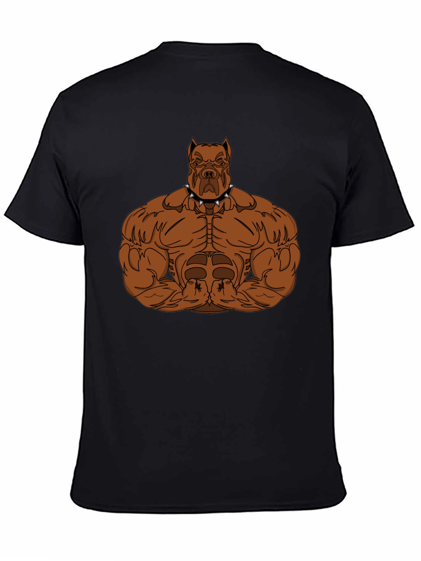Black Muscular Dog Graphic Tee - Black Cotton T-Shirt view 4