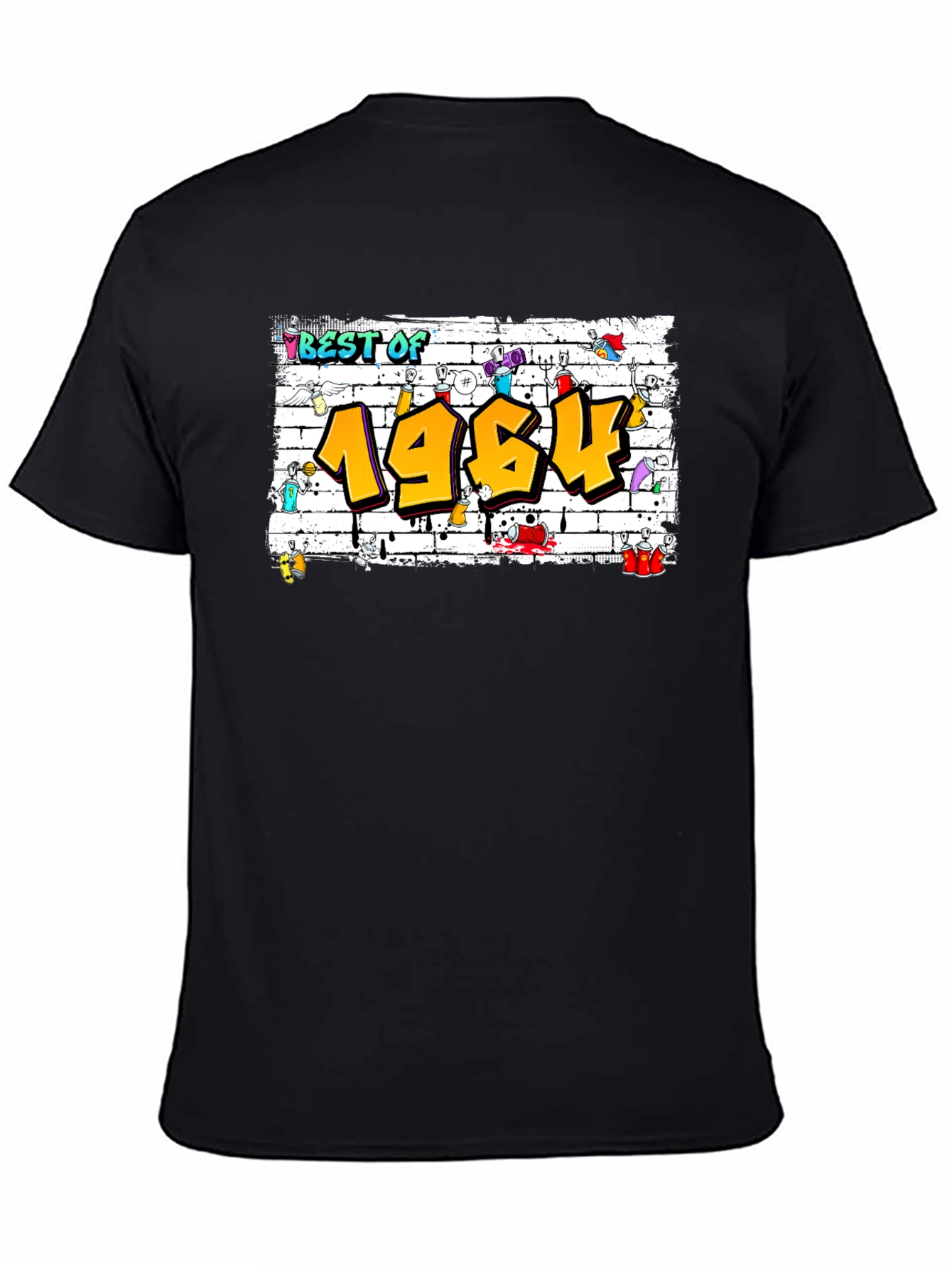 Black Best of 1964 Graffiti Style Graphic Tee view 4