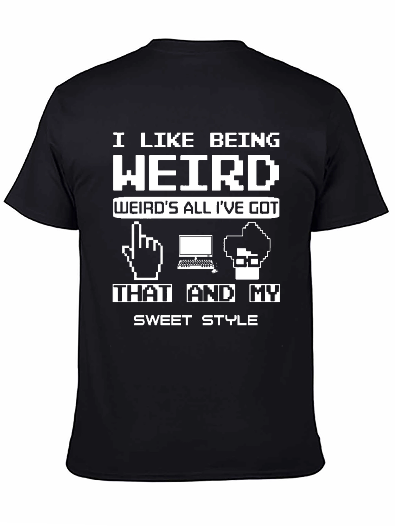 Black Weird Pixel Art Style Graphic Tee view 4