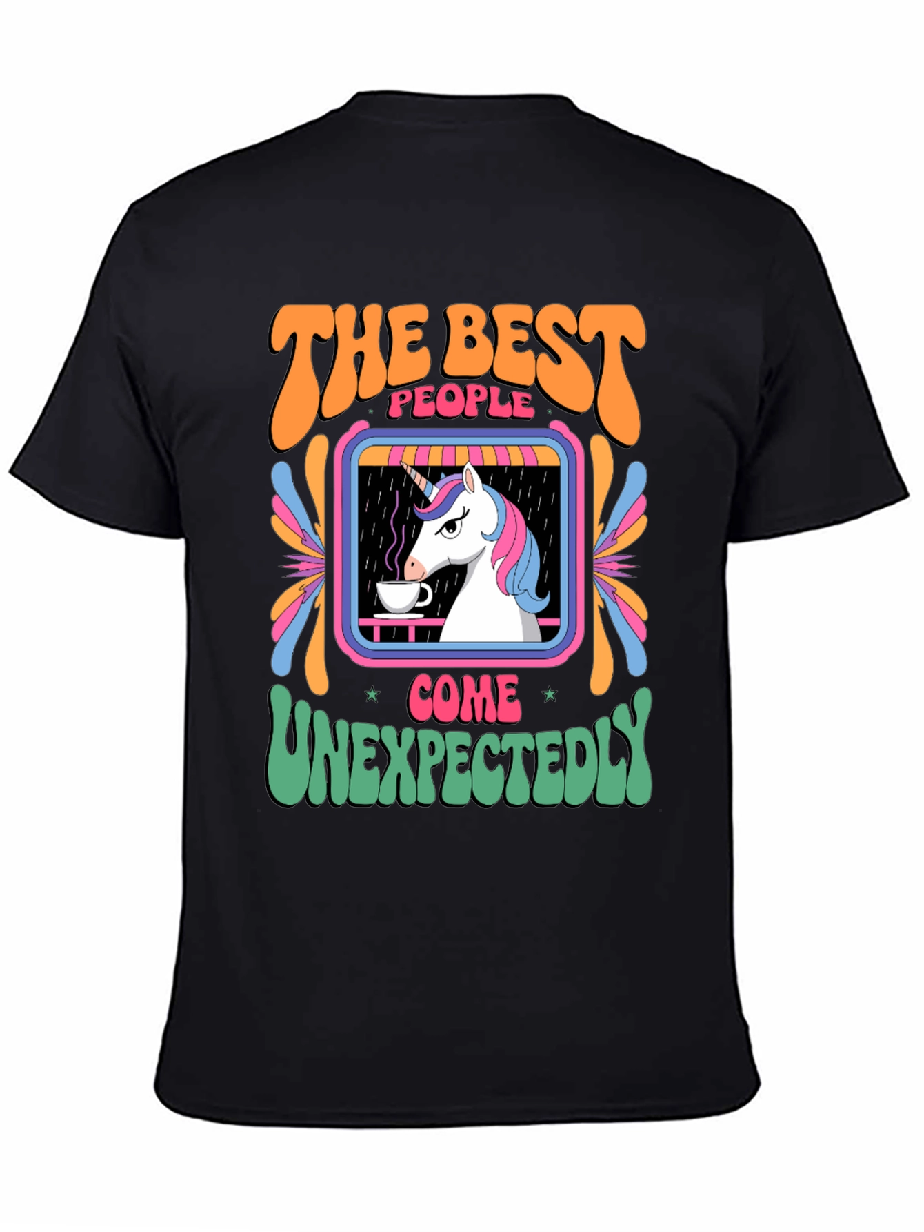 Black Unicorn Coffee T-Shirt - Best People Come Unexpectedly view 4