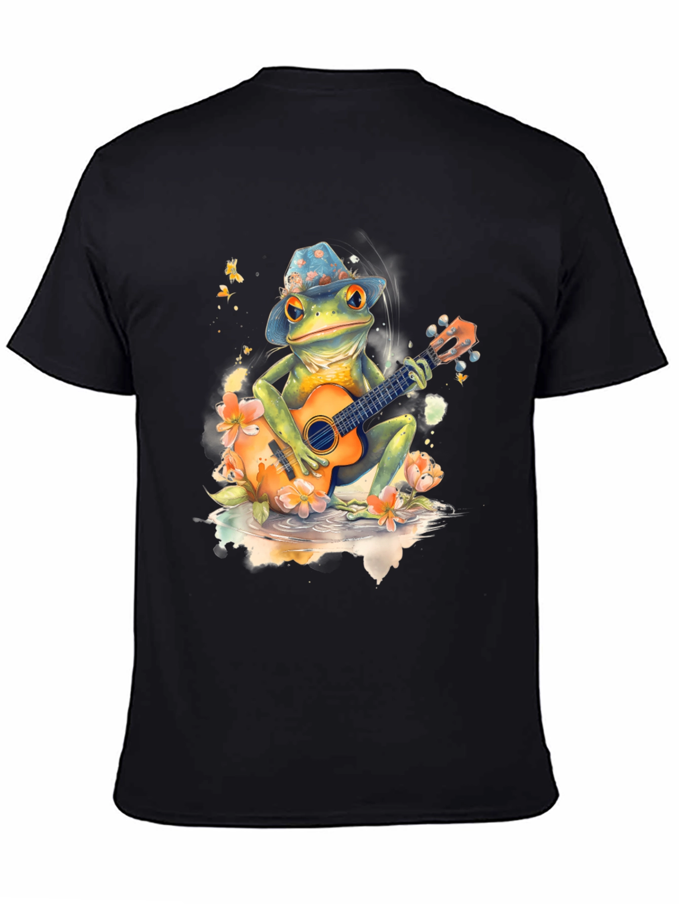 Black Frog Guitarist Graphic Tee - Musical Amphibian Style view 4
