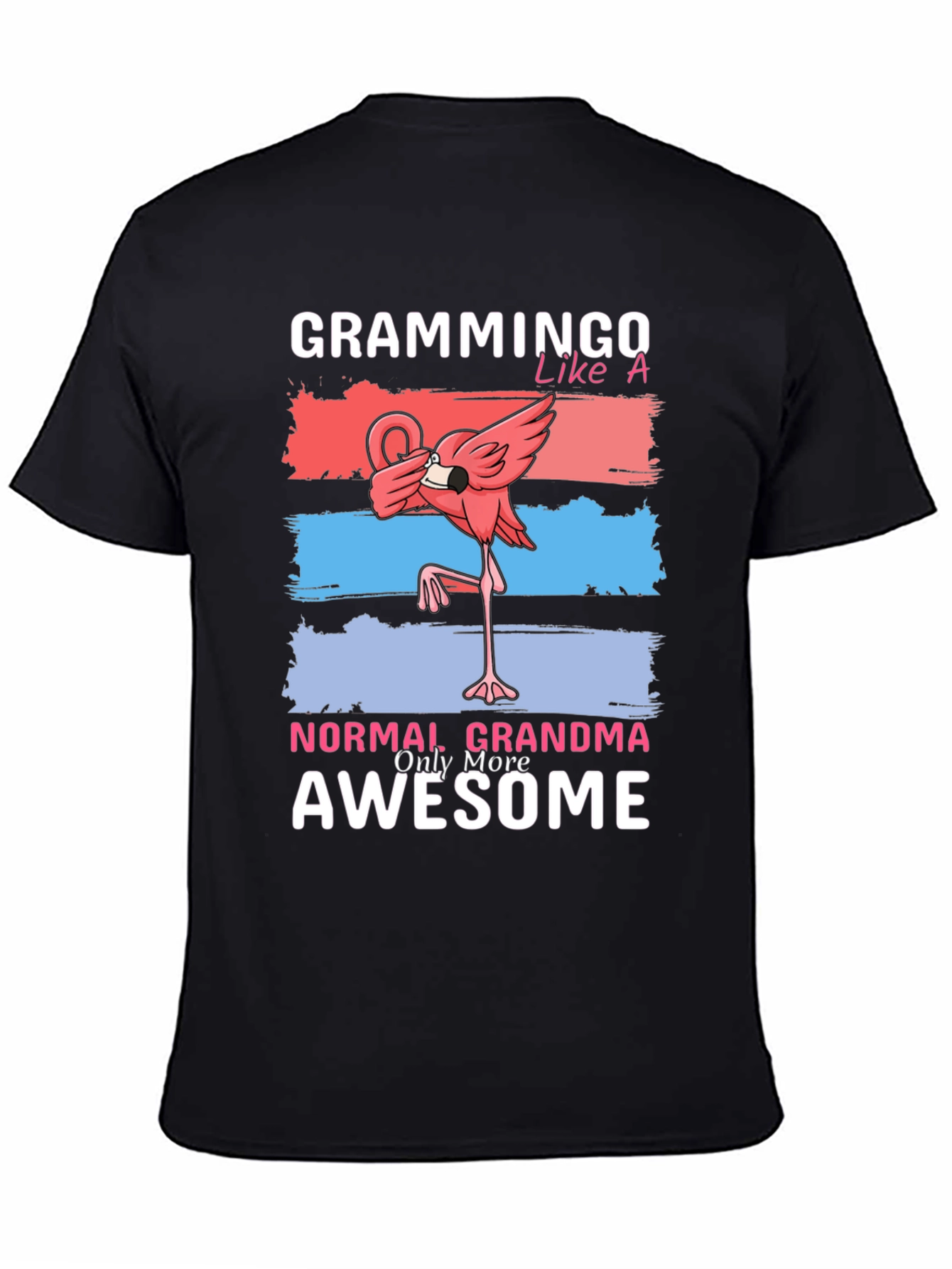 Black Grammingo Flamingo Grandma T-Shirt view 4
