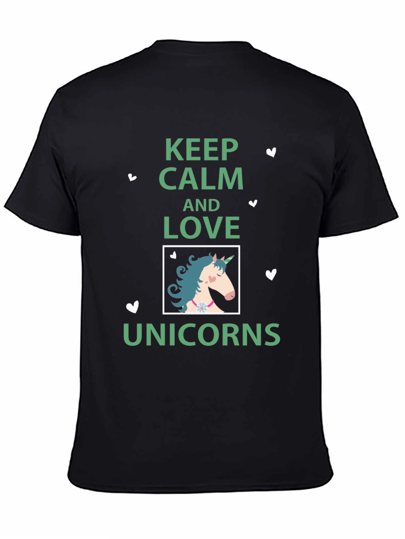 Black Keep Calm & Love Unicorns Graphic T-Shirt view 4
