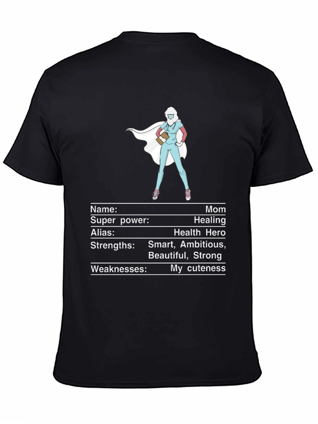 Black Mom Super Hero T-Shirt - Health Hero view 4