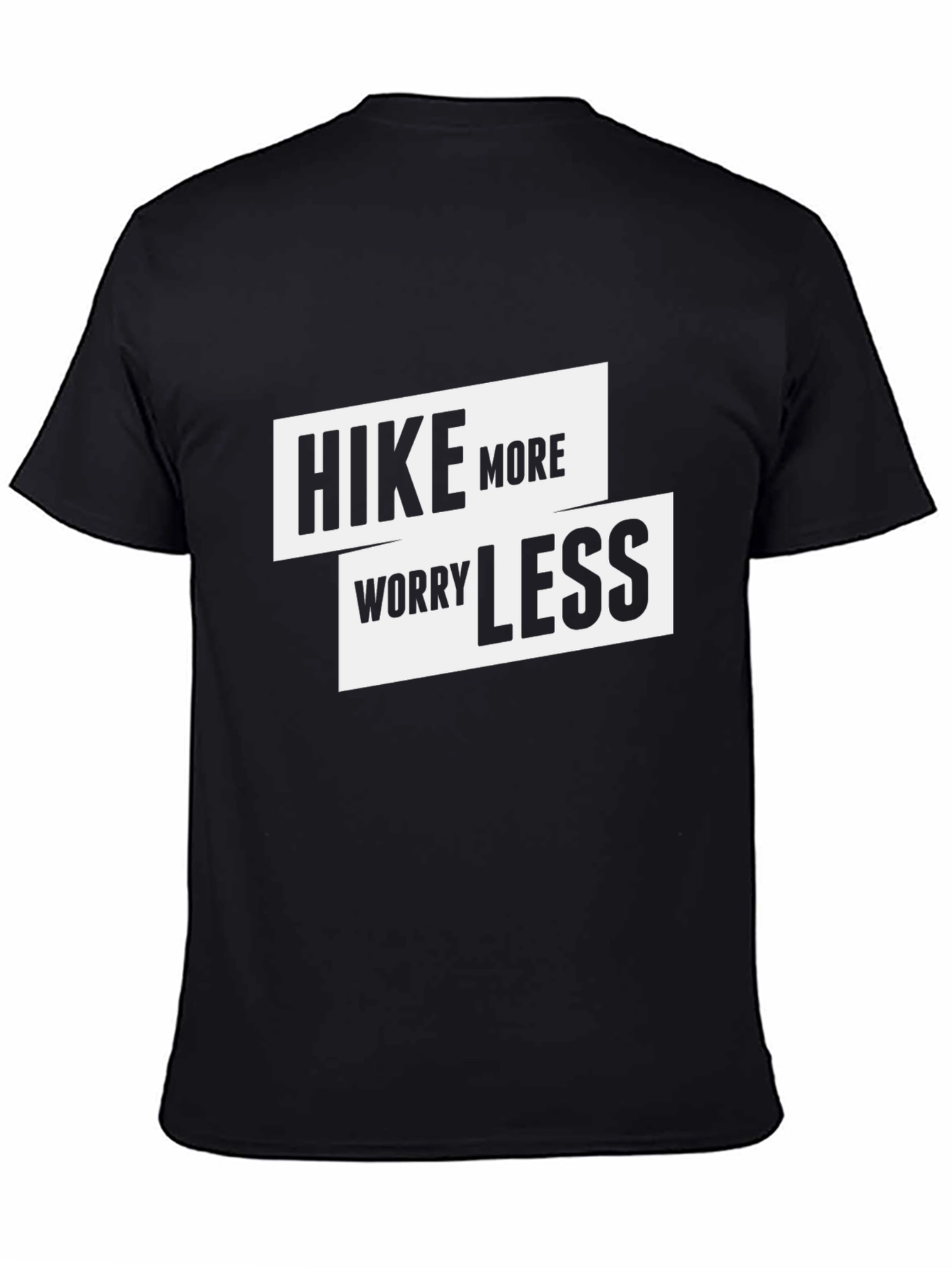 Black Hike More Worry Less T-Shirt - Outdoor Adventure Tee view 4