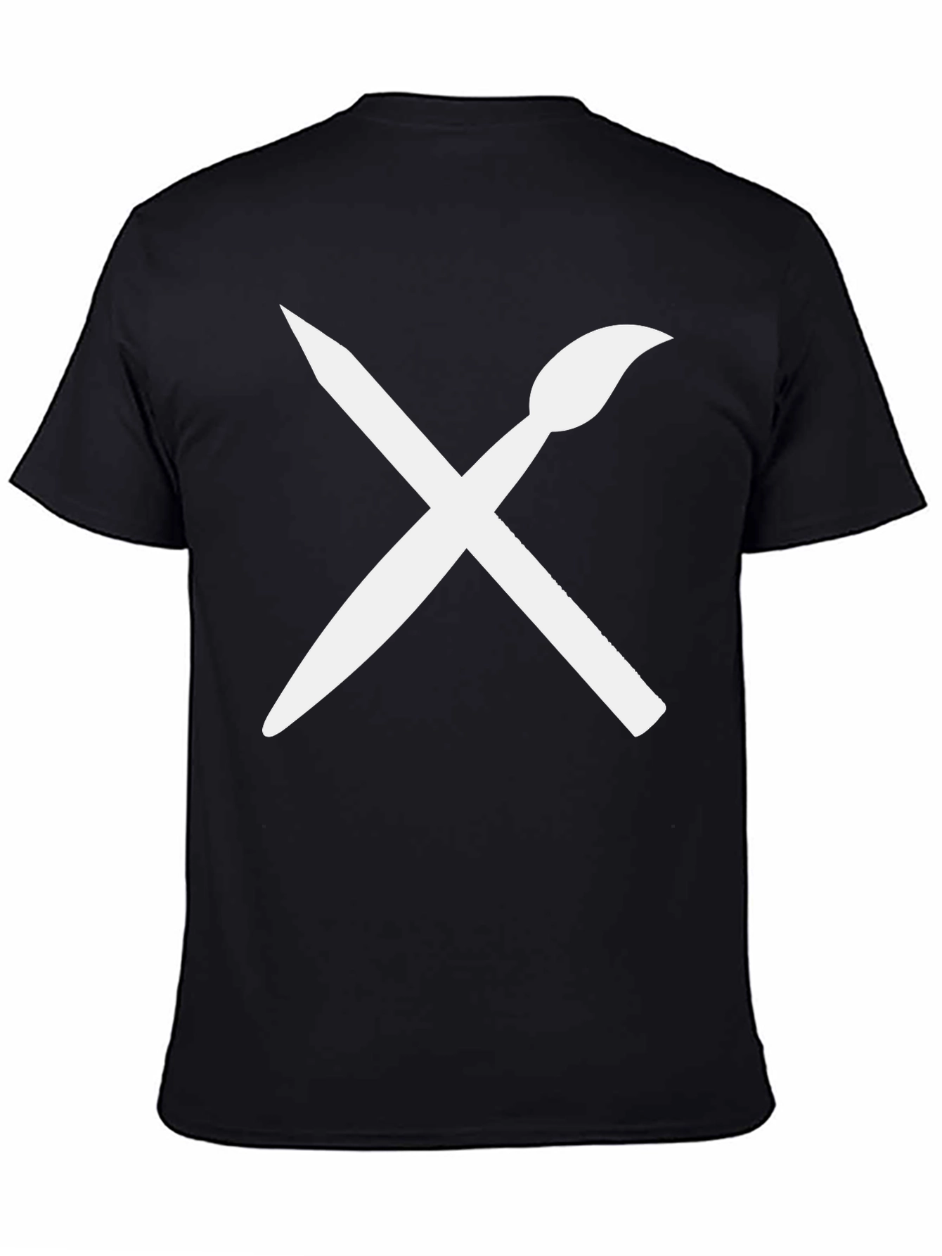 Black Artist's Tee: Brush & Pencil Graphic T-Shirt view 4