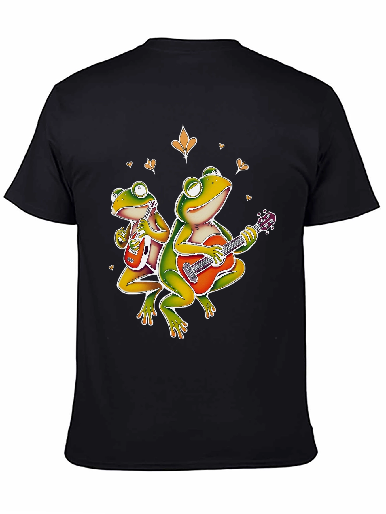 Black Frog Band Graphic Tee - Guitar Playing Amphibians view 4