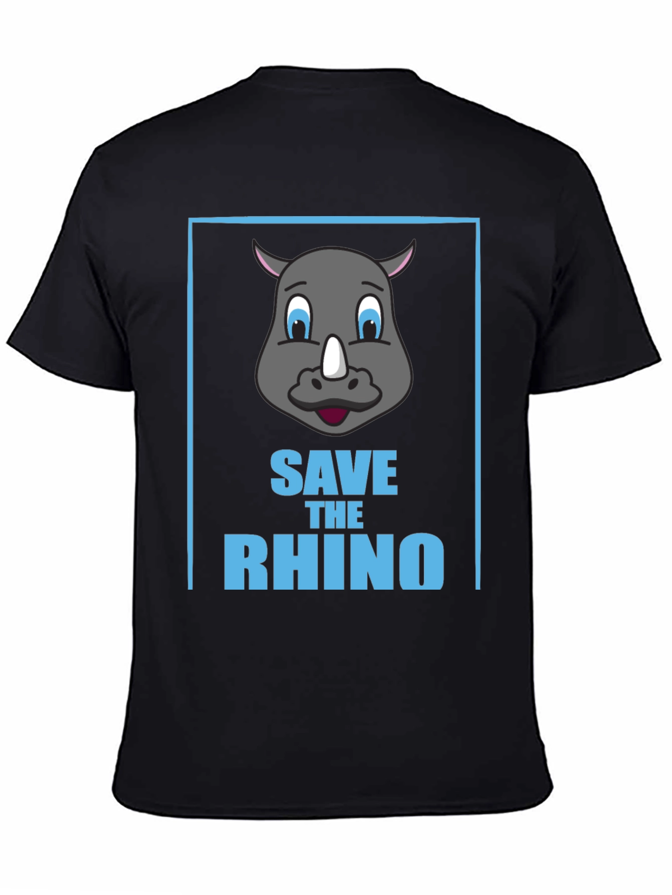 Black Save the Rhino Graphic Tee - Black Cotton T-Shirt view 4