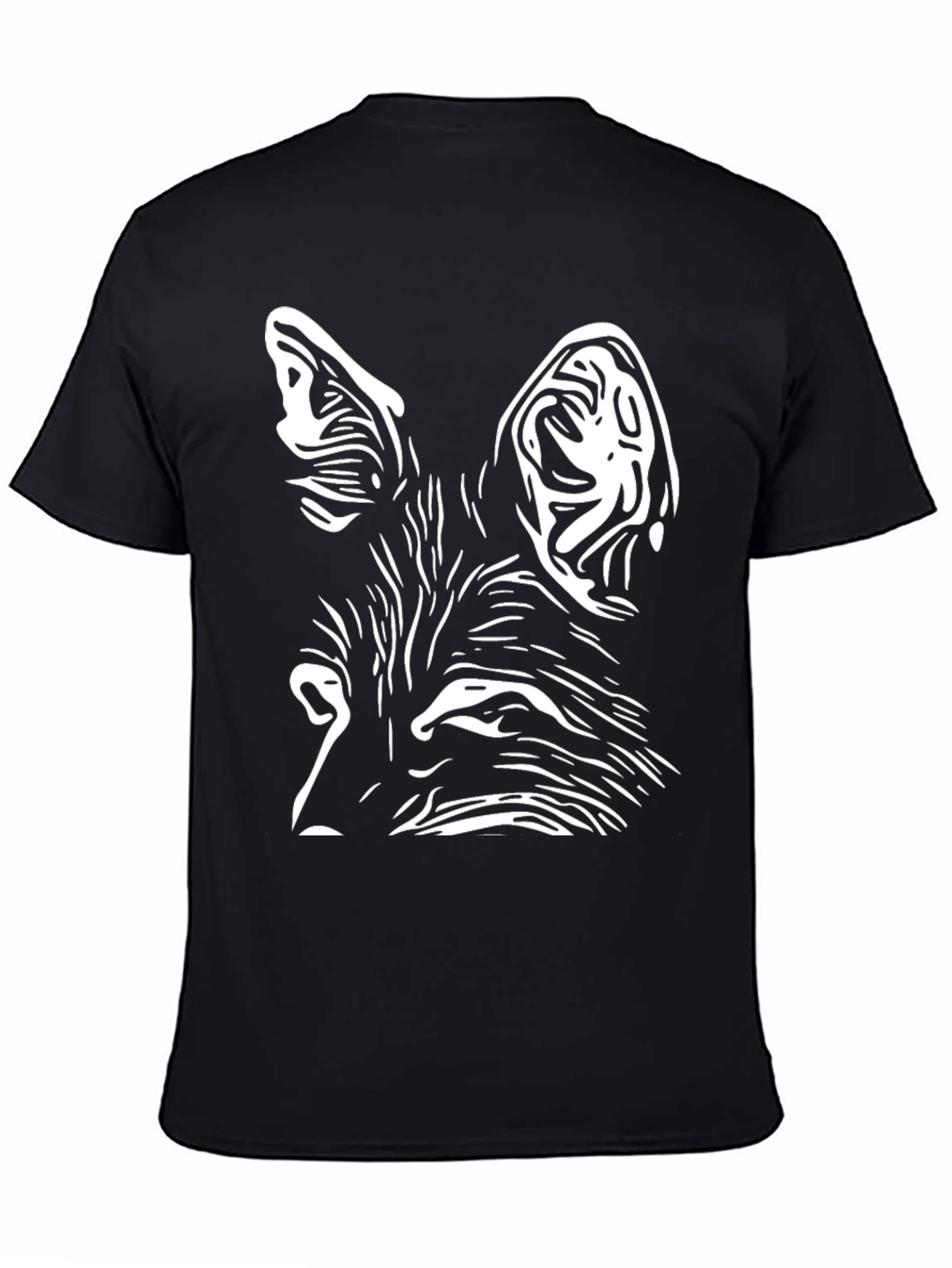 Black Fox Face Graphic T-Shirt - Black Cotton Tee view 4