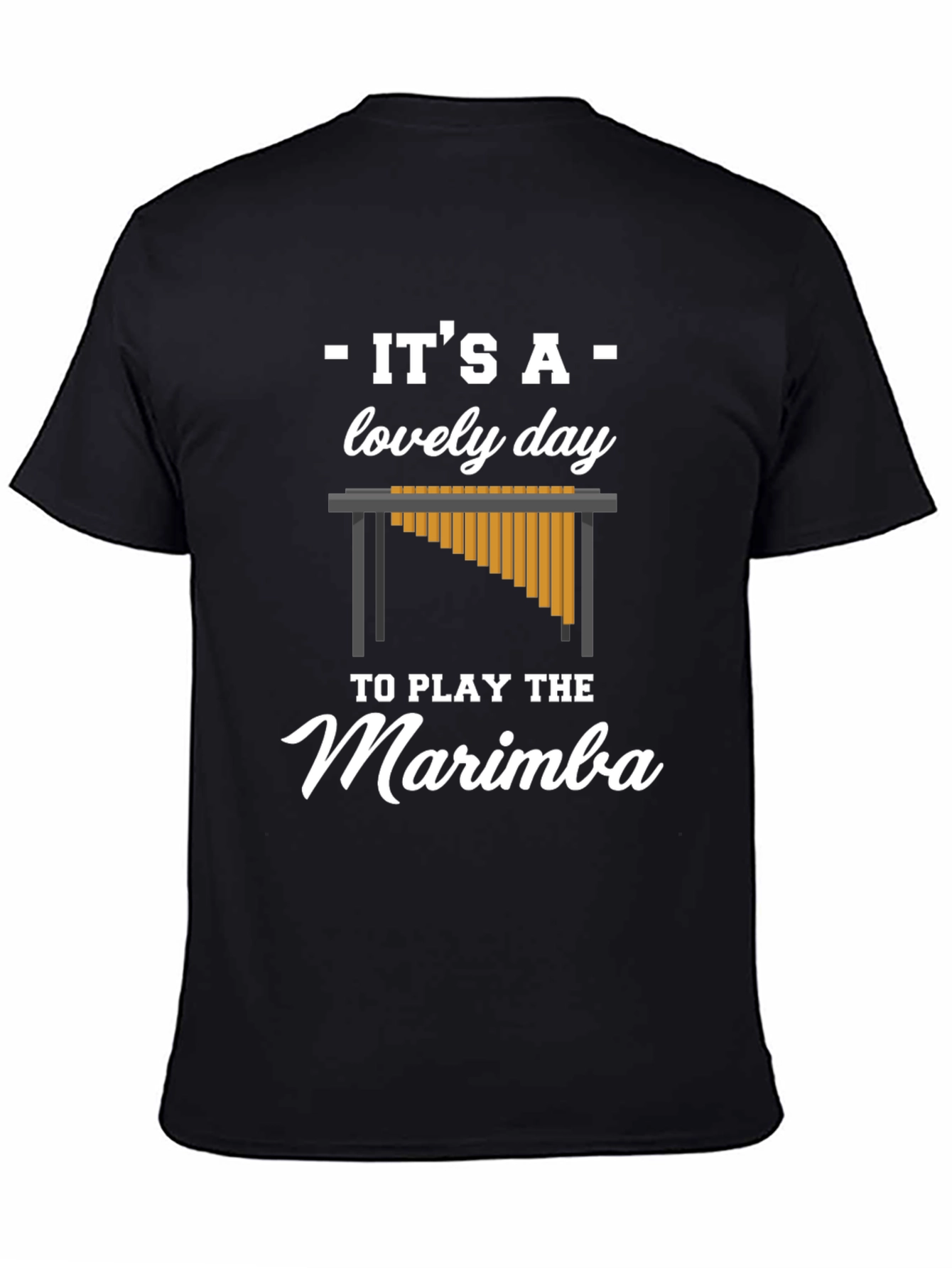 Black It's a Lovely Day to Play the Marimba T-Shirt view 4