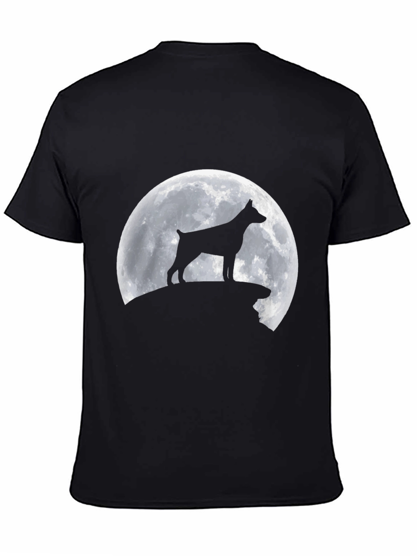 Black Dog Silhouette Moon T-Shirt view 4