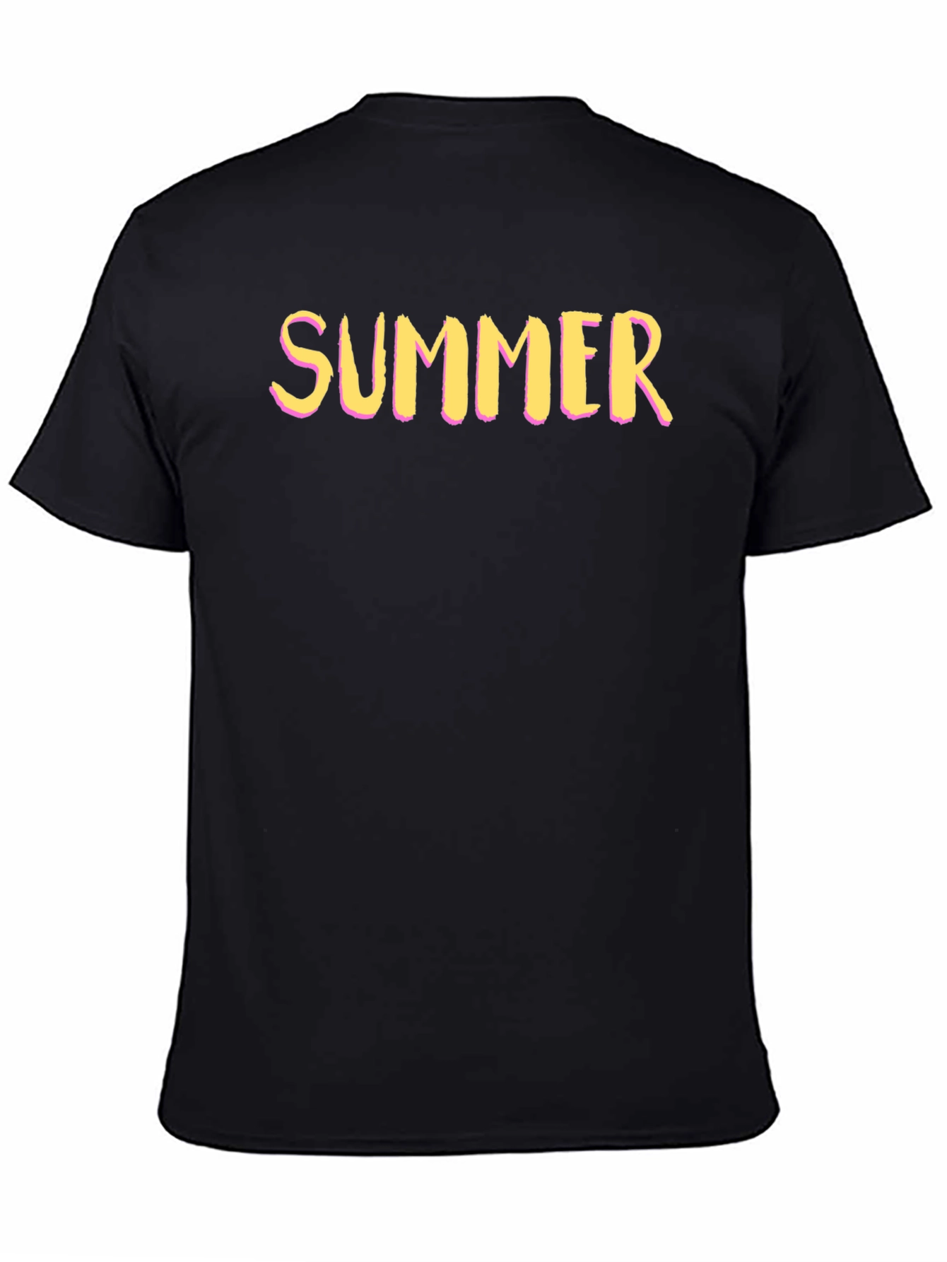 Black Summer Graphic Tee - Short Sleeve Crew Neck T-Shirt view 4