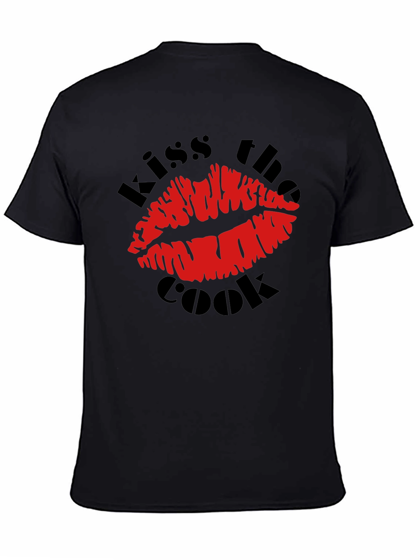Black Kiss the Cook Graphic T-Shirt - Novelty Design view 4
