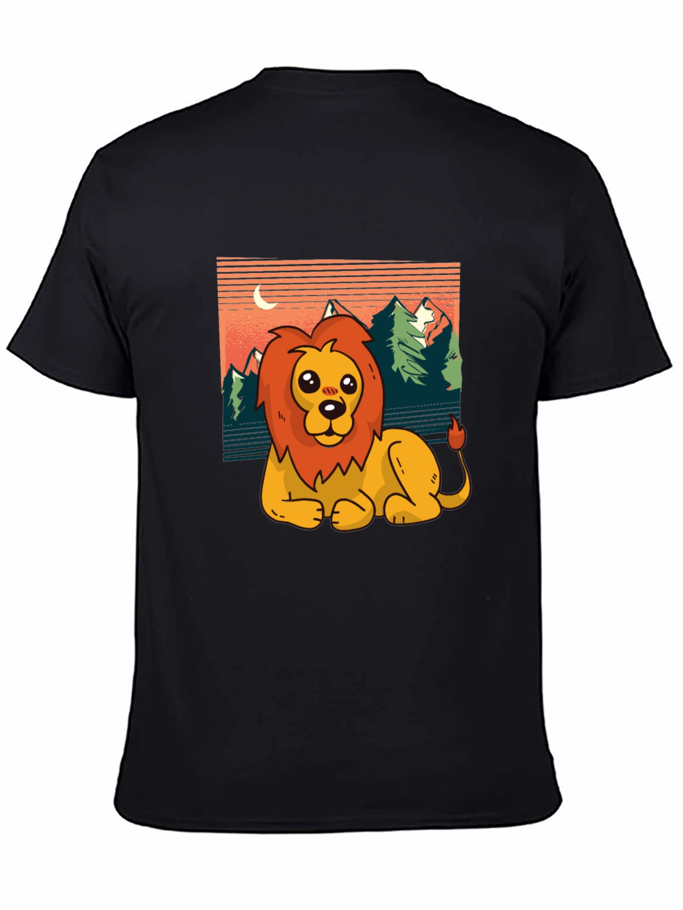 Black Cute Lion Graphic Tee - Men's Black T-Shirt view 4