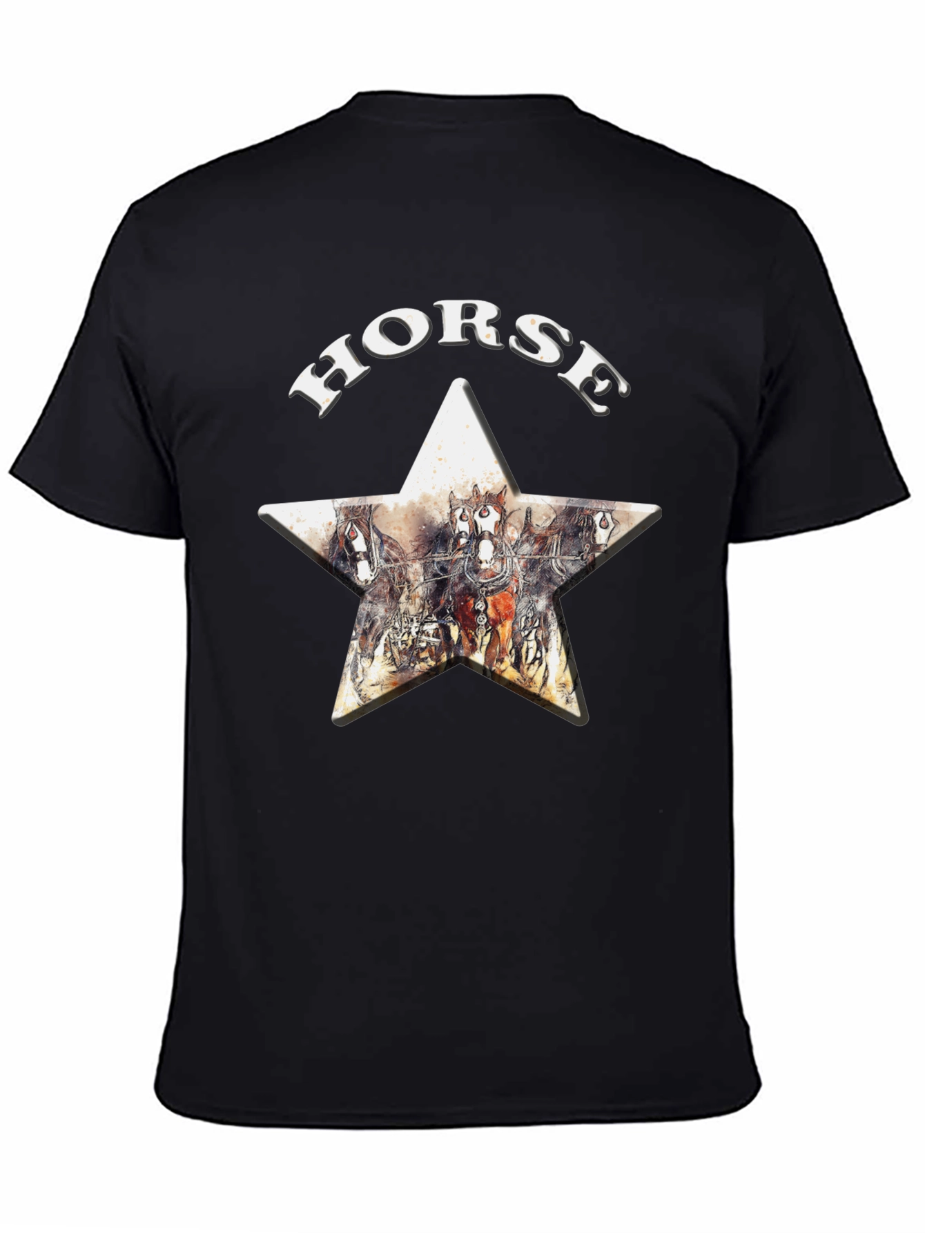 Black Horse Star Graphic Print T-Shirt view 4
