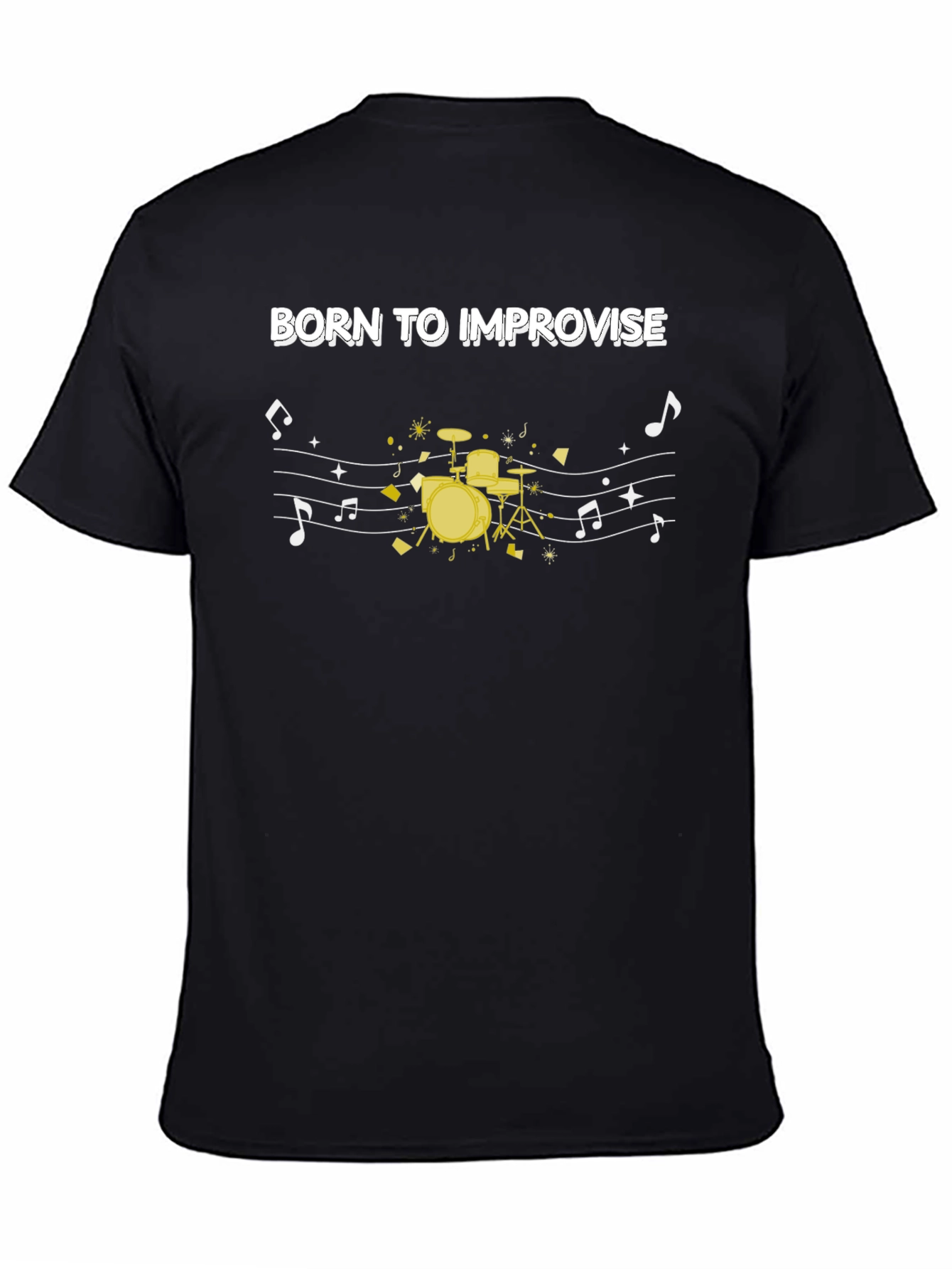 Black Born To Improvise Drum Kit Black T-Shirt view 4