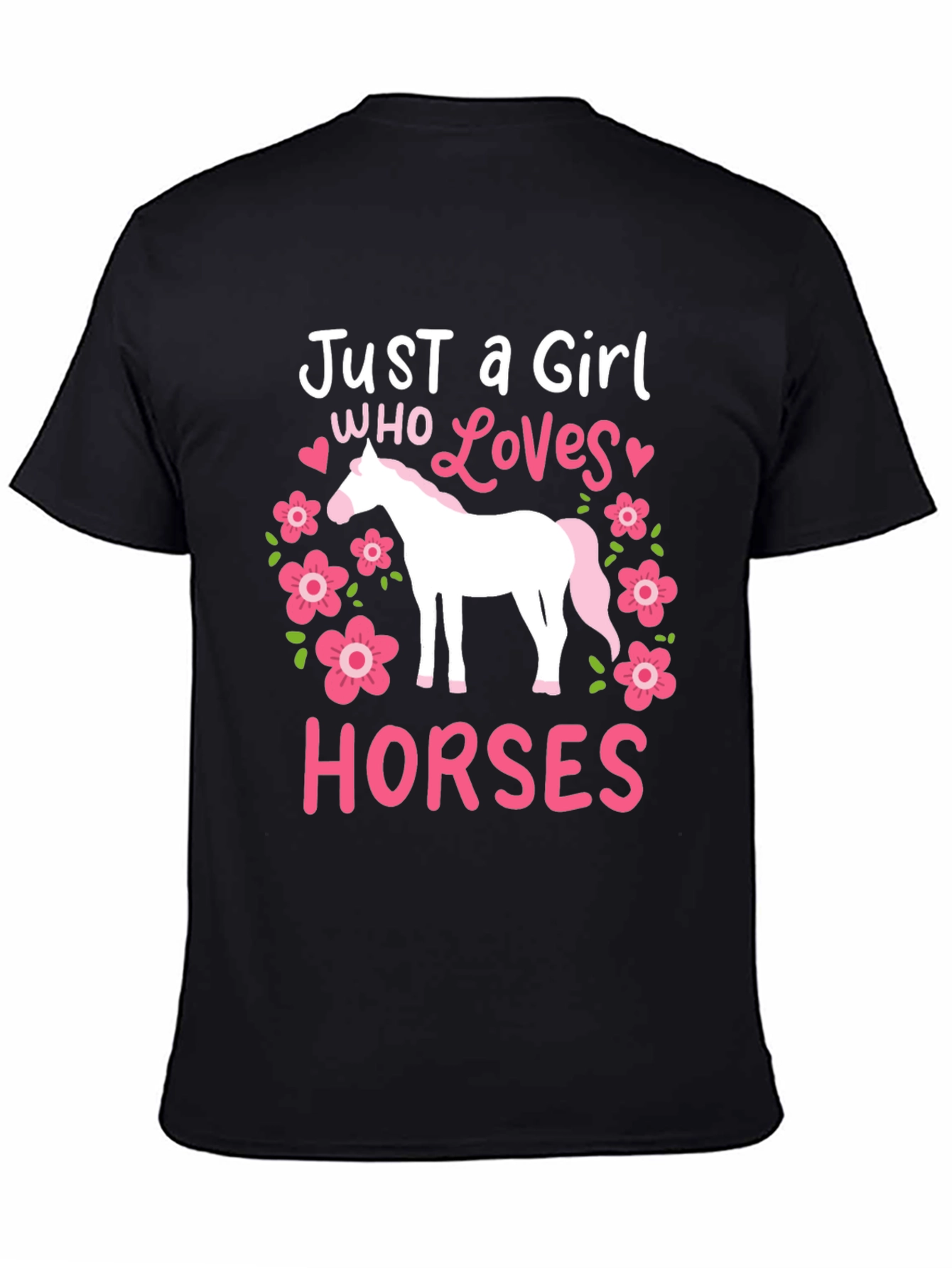 Black Just a Girl Who Loves Horses Graphic Tee view 4