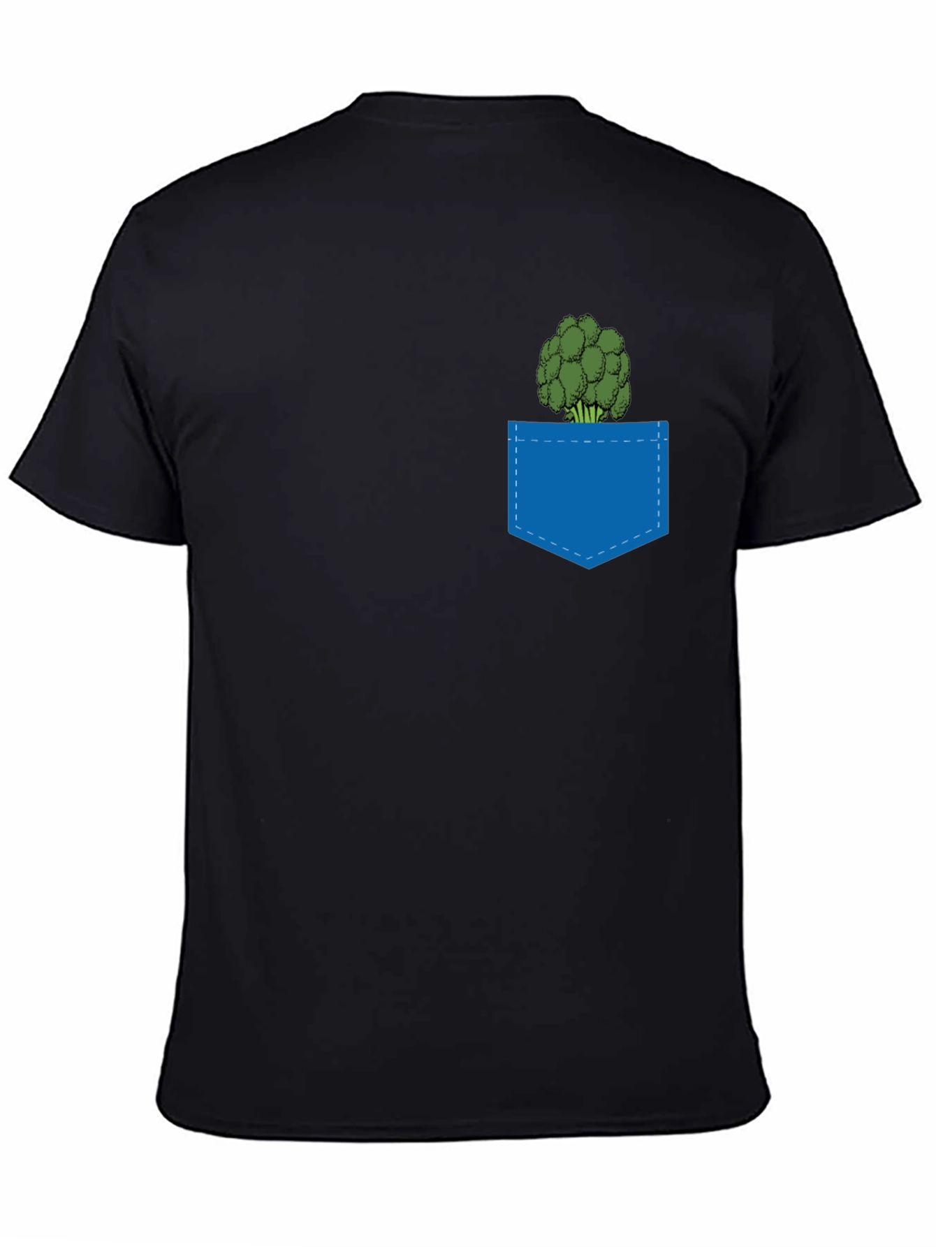 Black Broccoli Pocket T-Shirt - Quirky Graphic Tee view 4