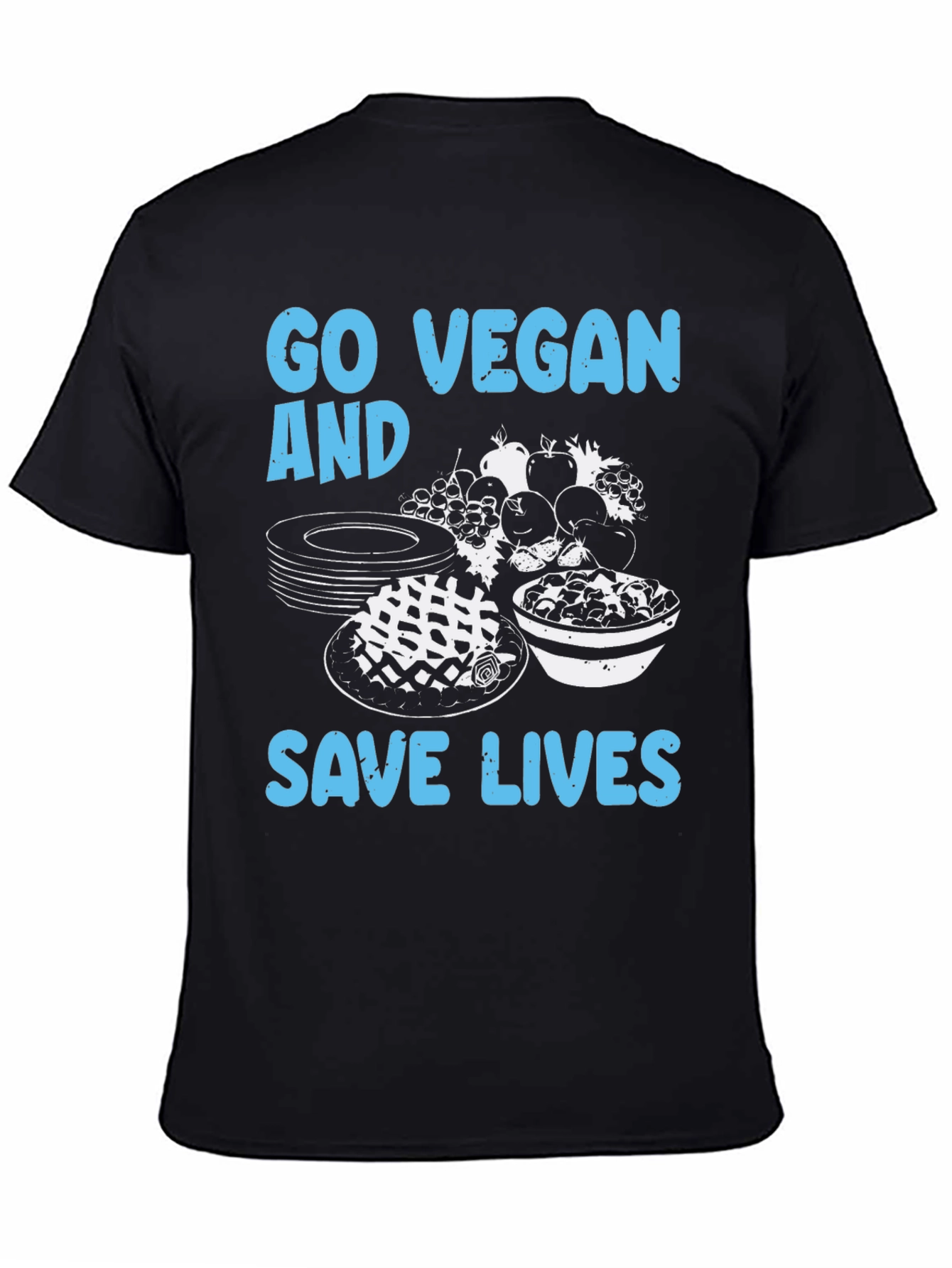 Black Go Vegan Save Lives T-Shirt view 4