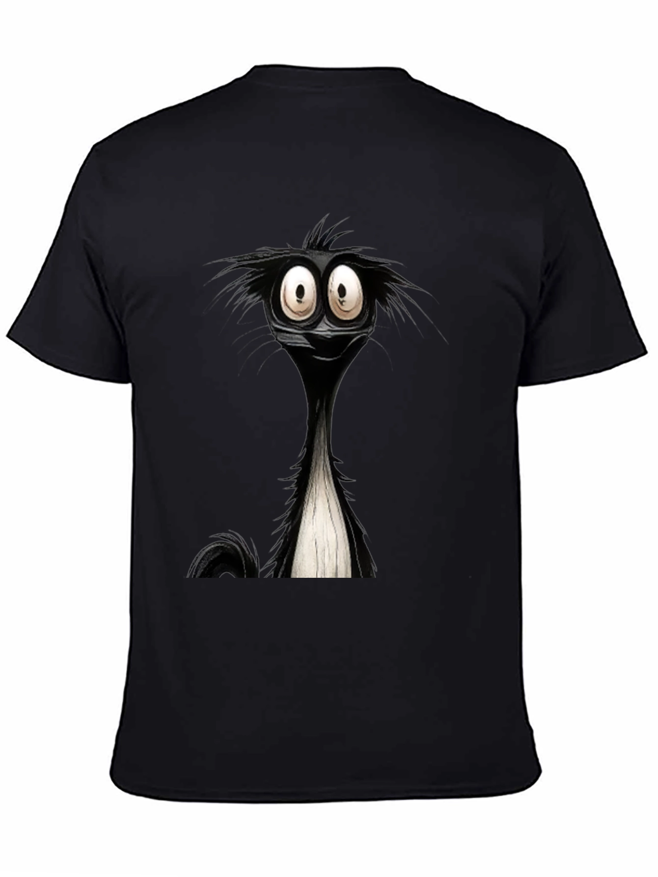 Black Cartoon Skunk Graphic Black T-Shirt view 4