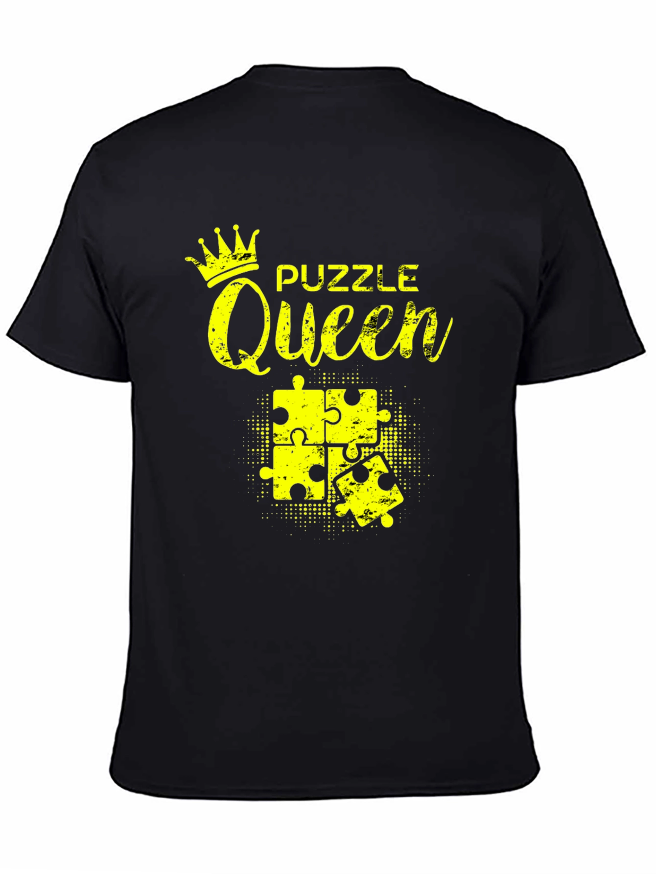 Black Puzzle Queen Black T-Shirt - Jigsaw Lover Tee view 4