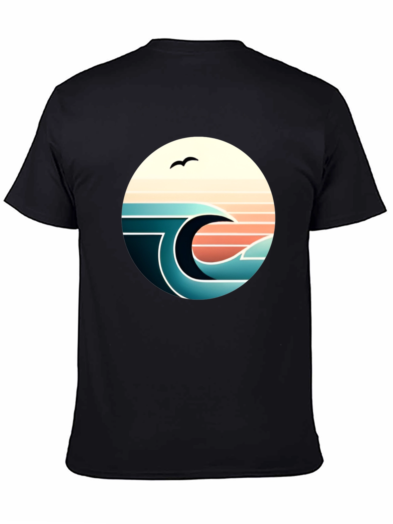 Black Retro Wave Graphic Tee - Black view 4