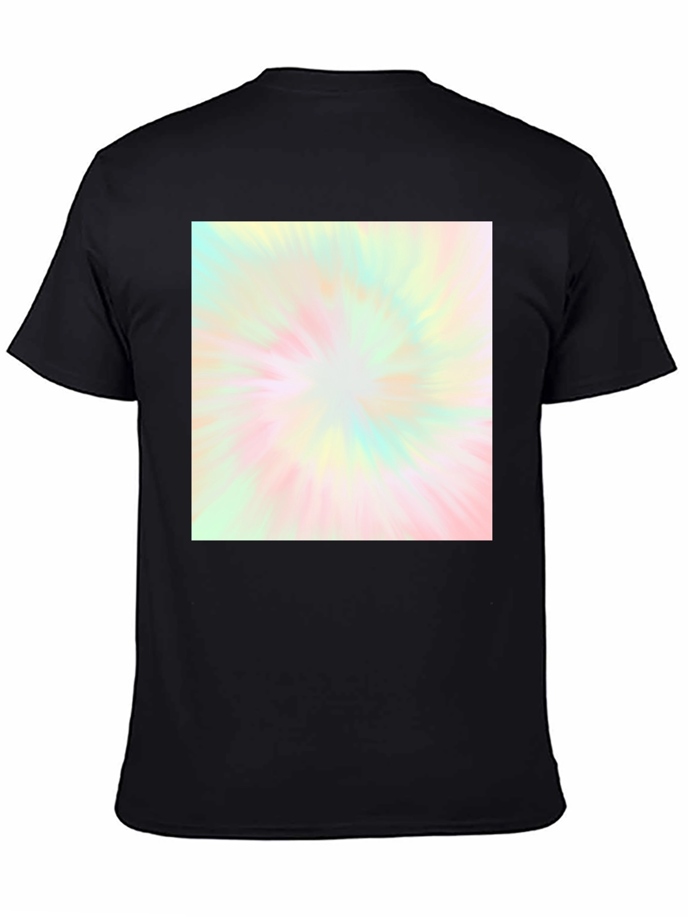 Black Unisex Black T-Shirt with Pastel Tie-Dye Burst Design view 4
