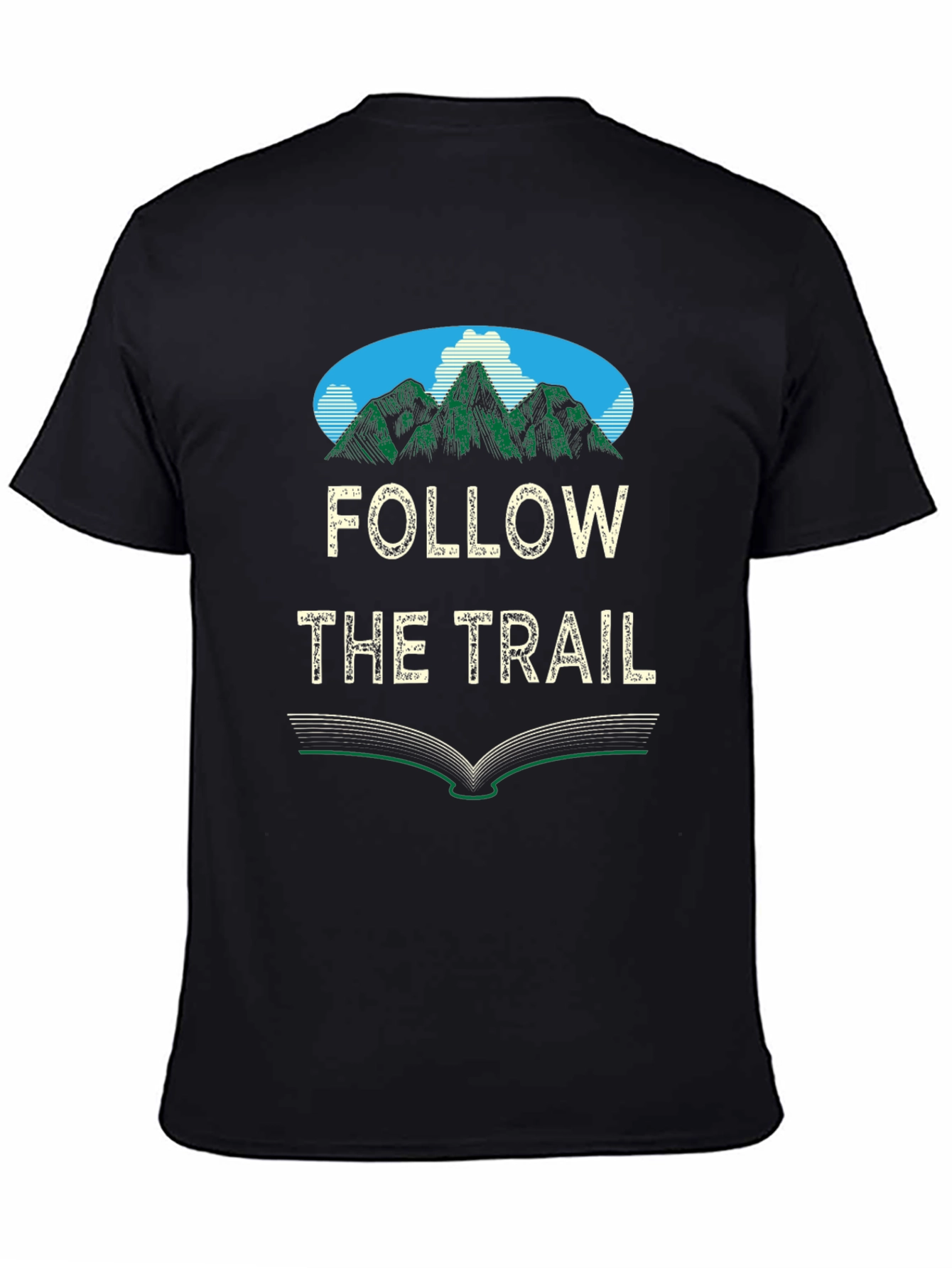 Black Follow the Trail Mountain Graphic T-Shirt view 4