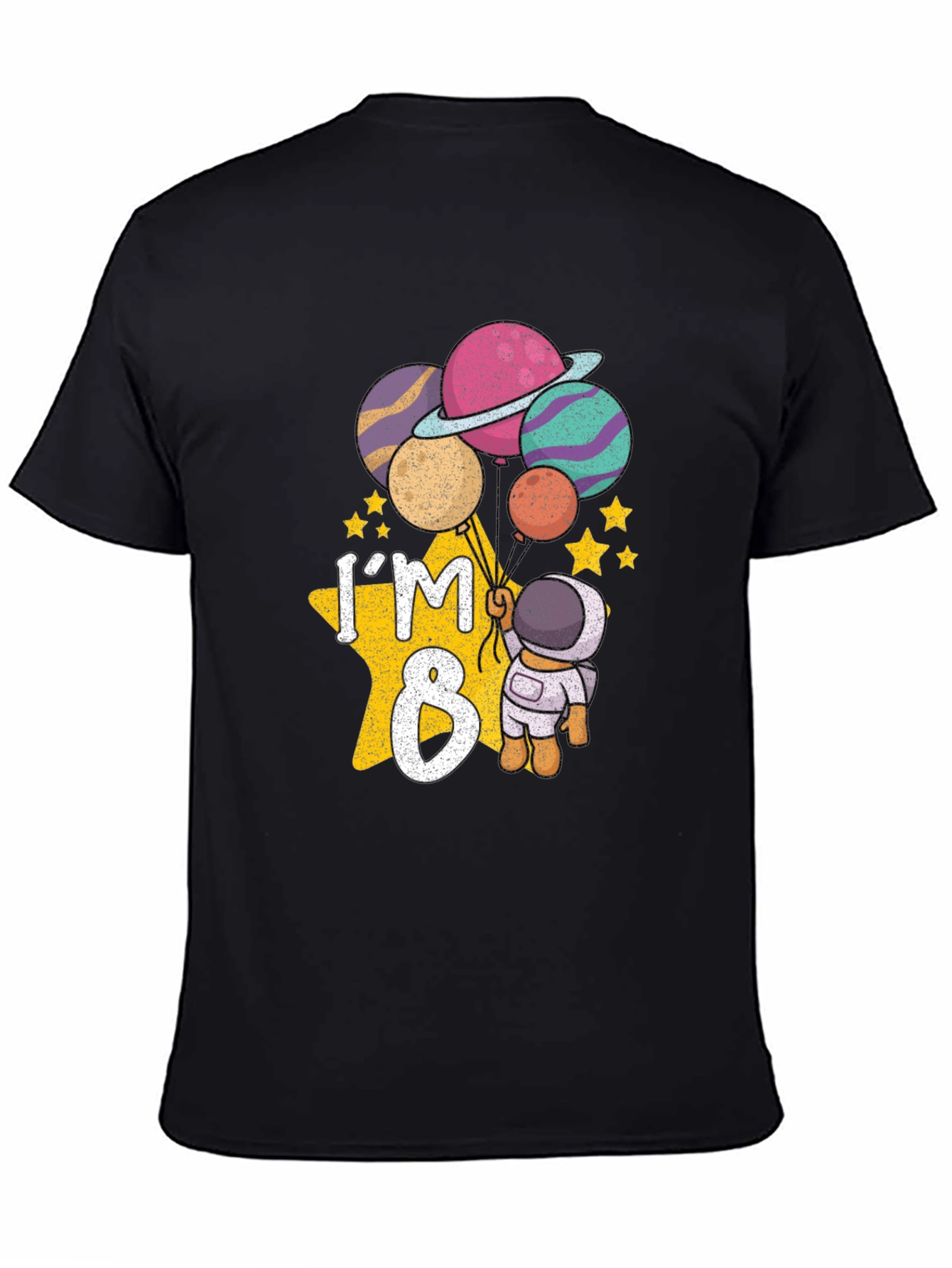 Black I'm 8 Birthday Astronaut T-Shirt view 4