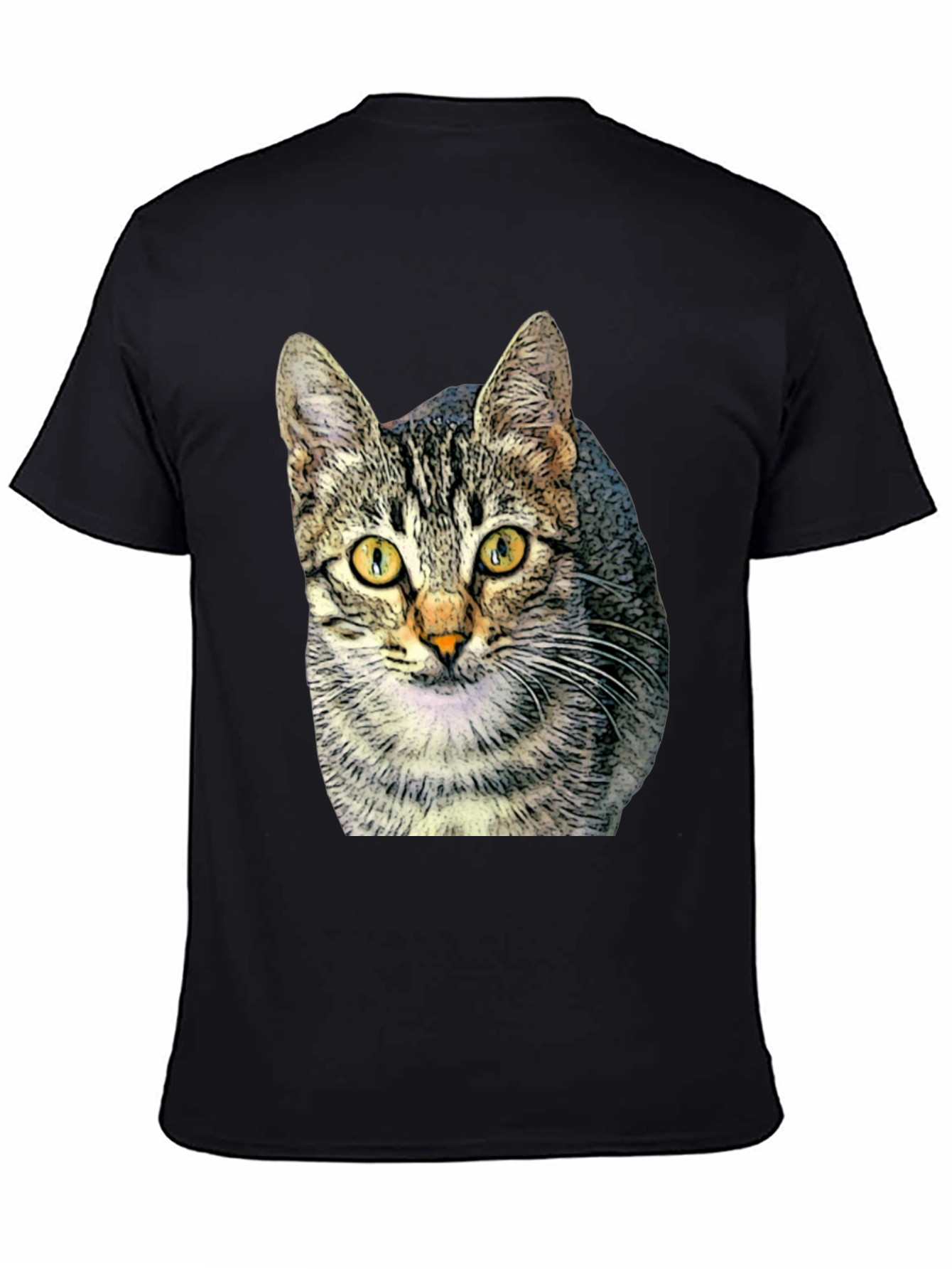 Black Cat Print Black T-Shirt view 4