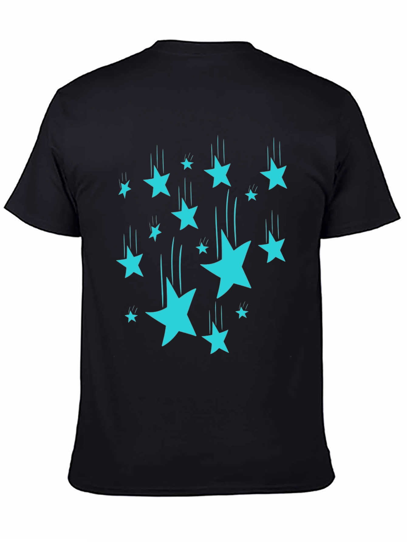 Black Starfall Tee - Black Cotton Graphic T-Shirt view 4