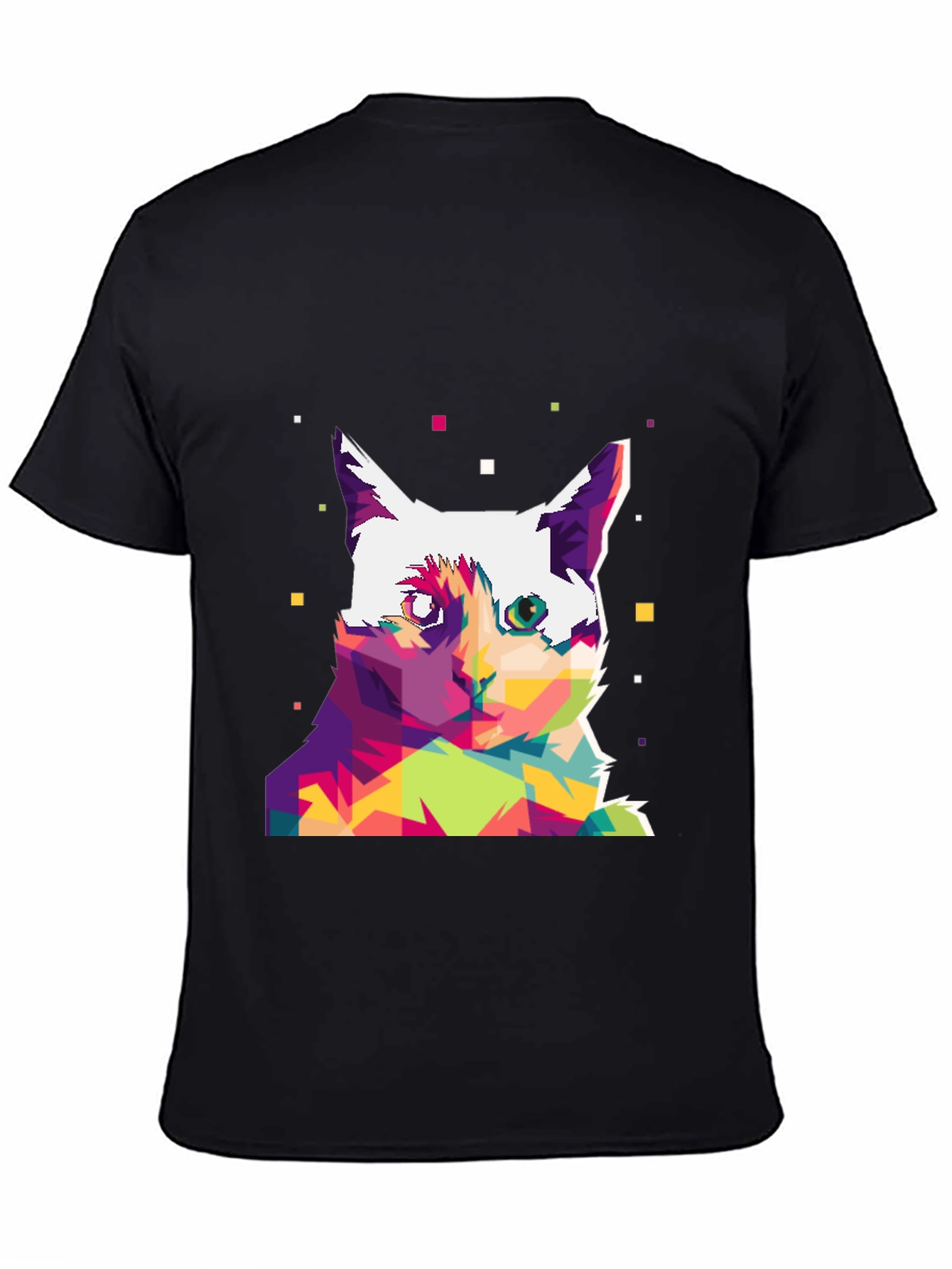 Black Abstract Cat Art Graphic Tee view 4