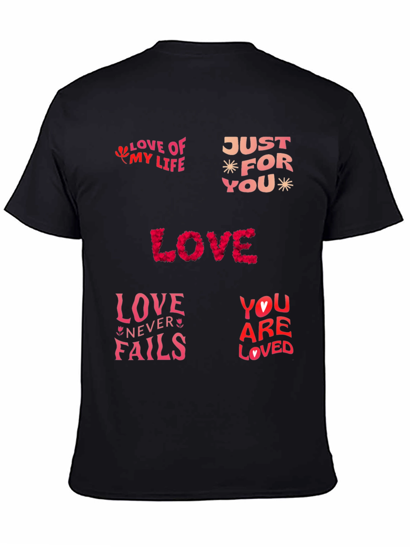 Black Love Themed Graphic Print T-Shirt view 4