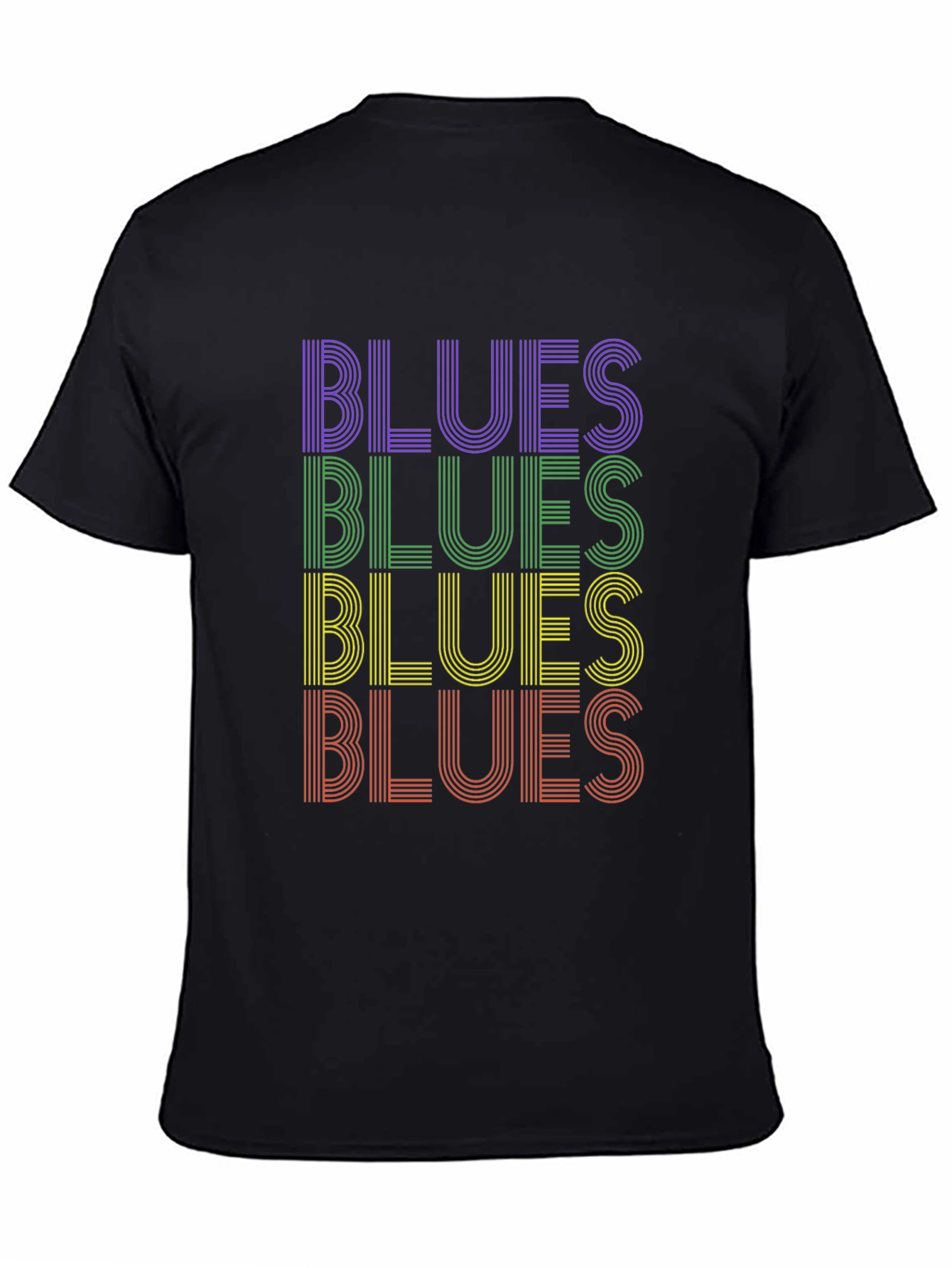 Black Retro Blues T-Shirt - Black Cotton Graphic Tee view 4