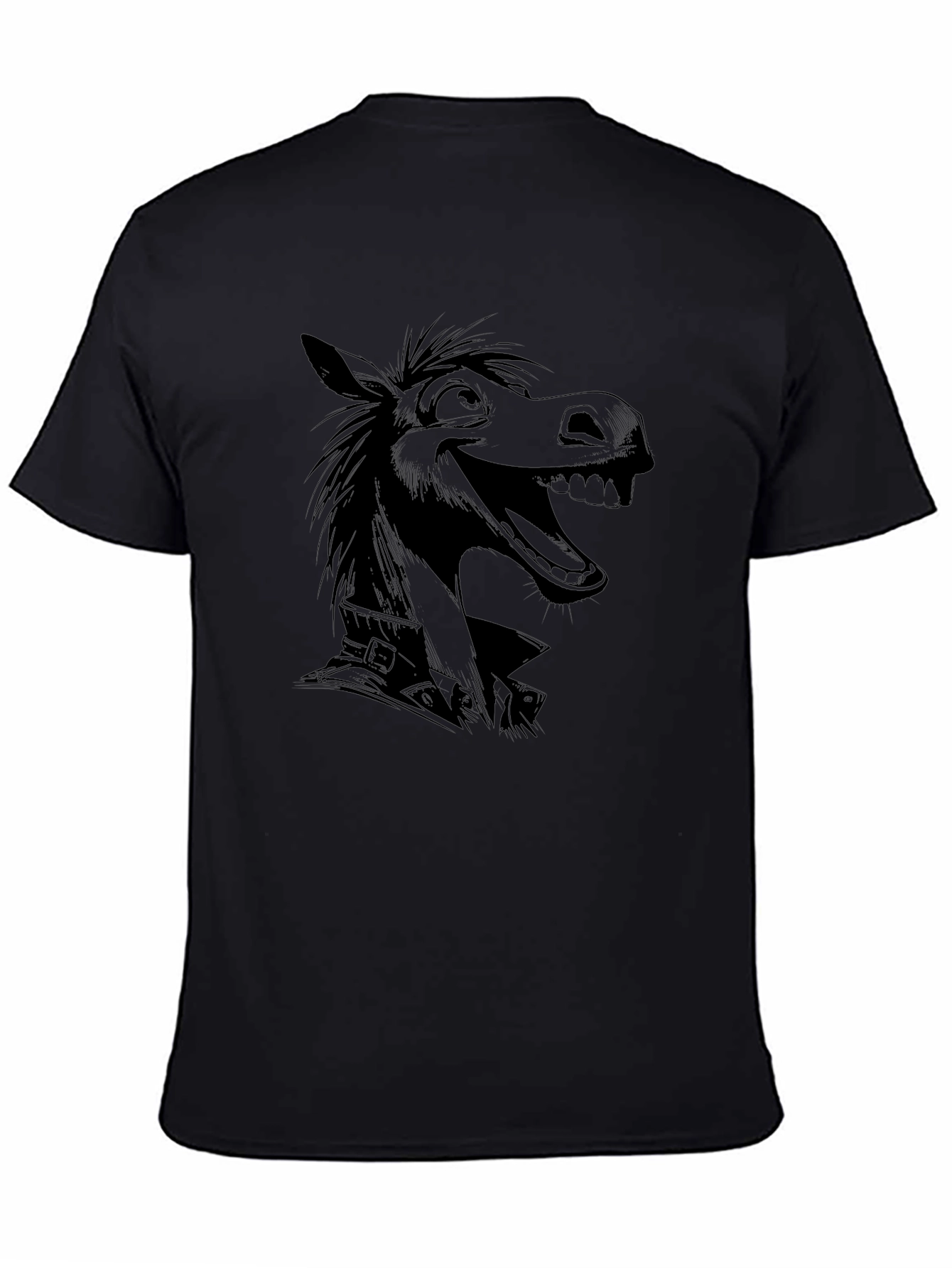 Black Cartoon Horse Graphic T-Shirt - Mens Black Tee view 4