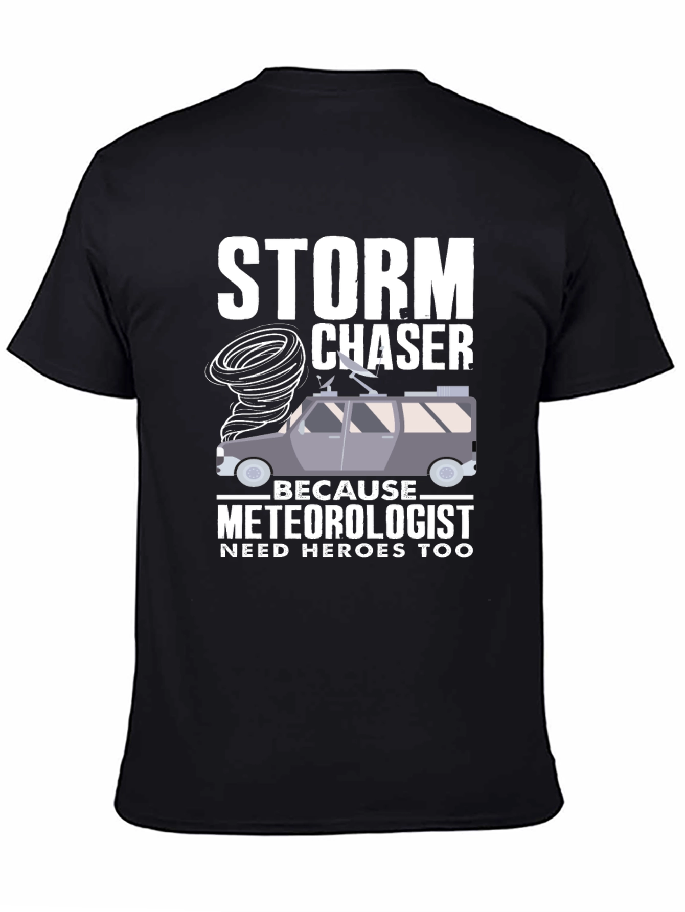 Black Storm Chaser T-Shirt: Meteorologist Hero Tee view 4