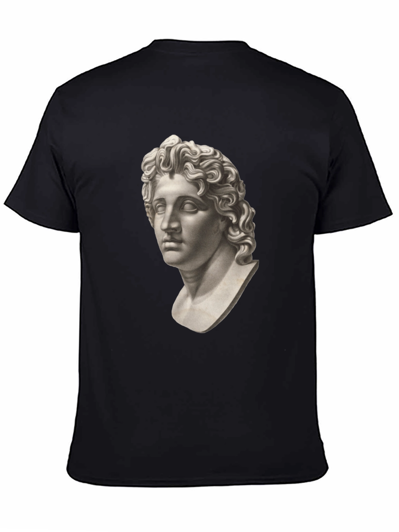 Black Statue Head Graphic Tee - Classic Black Cotton T-Shirt view 4