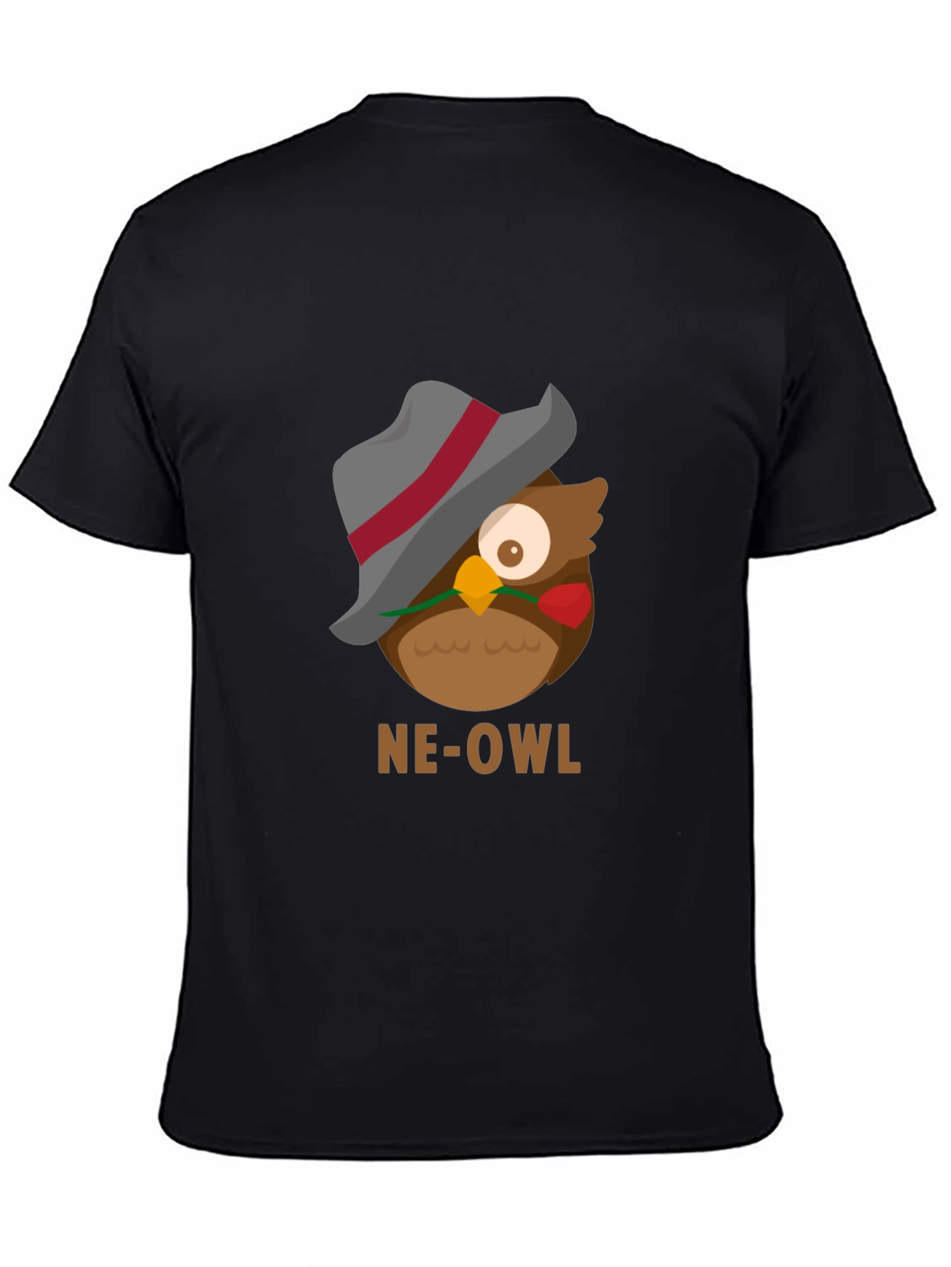 Black NE-OWL Graphic Tee - Stylish Owl Design view 4