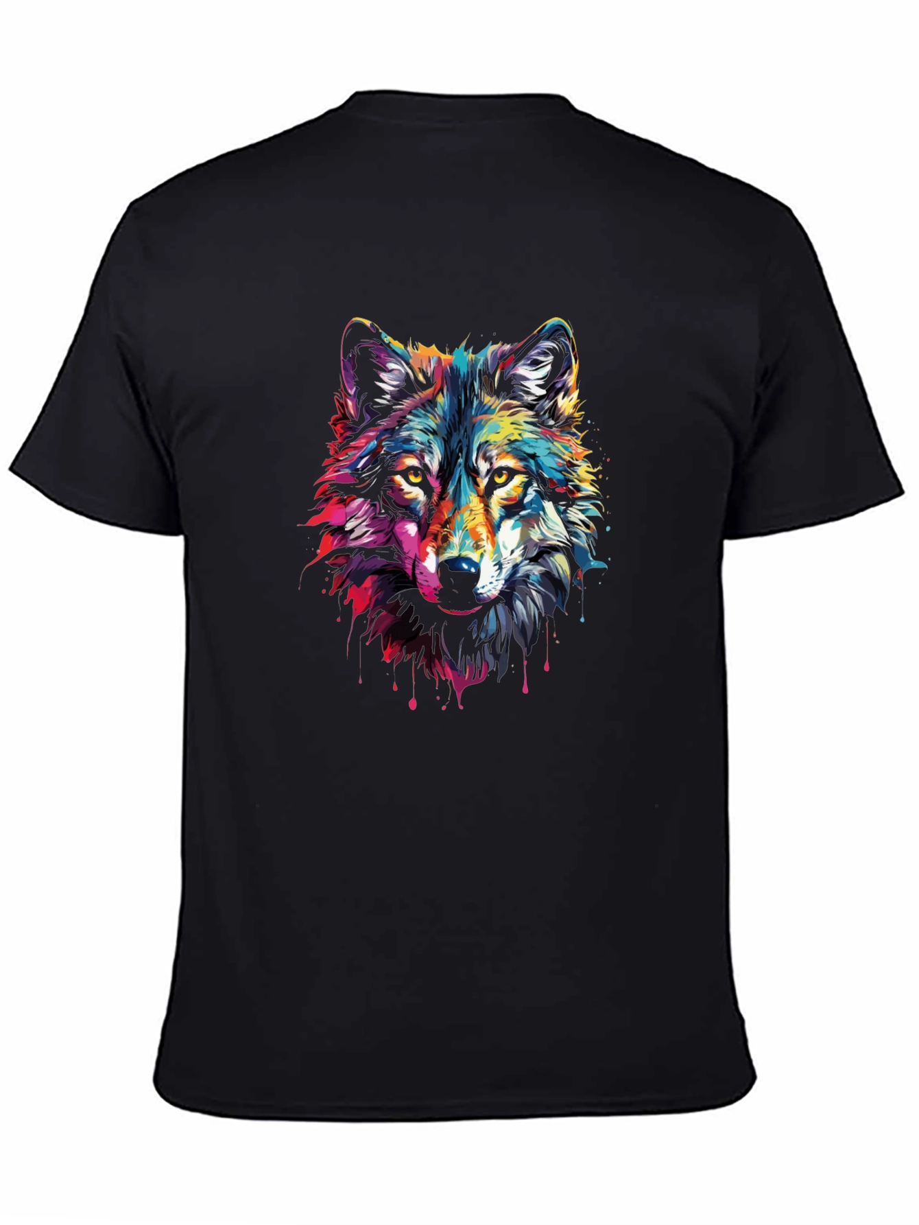Black Vivid Wolf Graphic T-Shirt - Stylish Men's Tee view 4