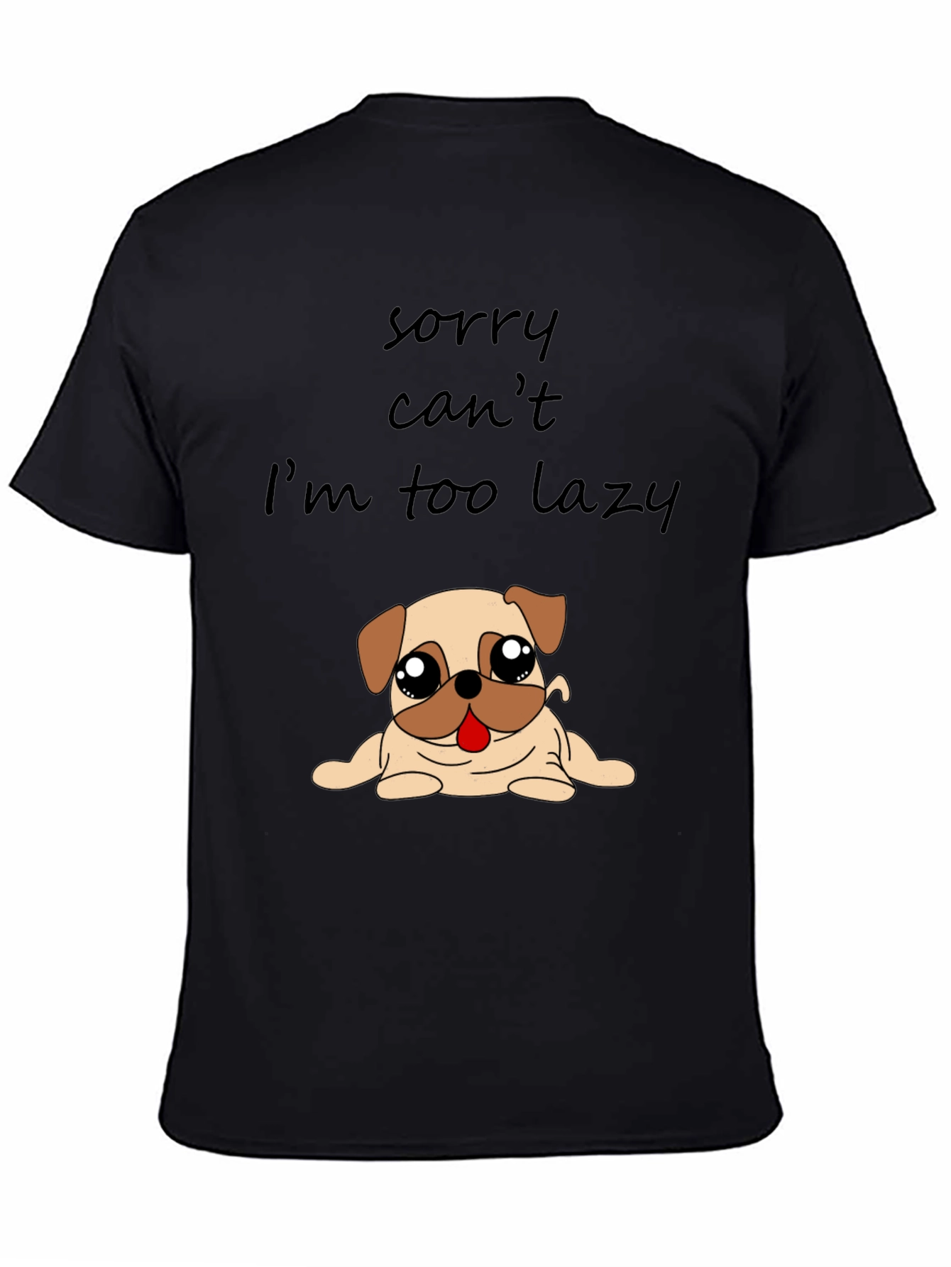 Black Lazy Pug Graphic T-Shirt - Funny Dog Lover Tee view 4