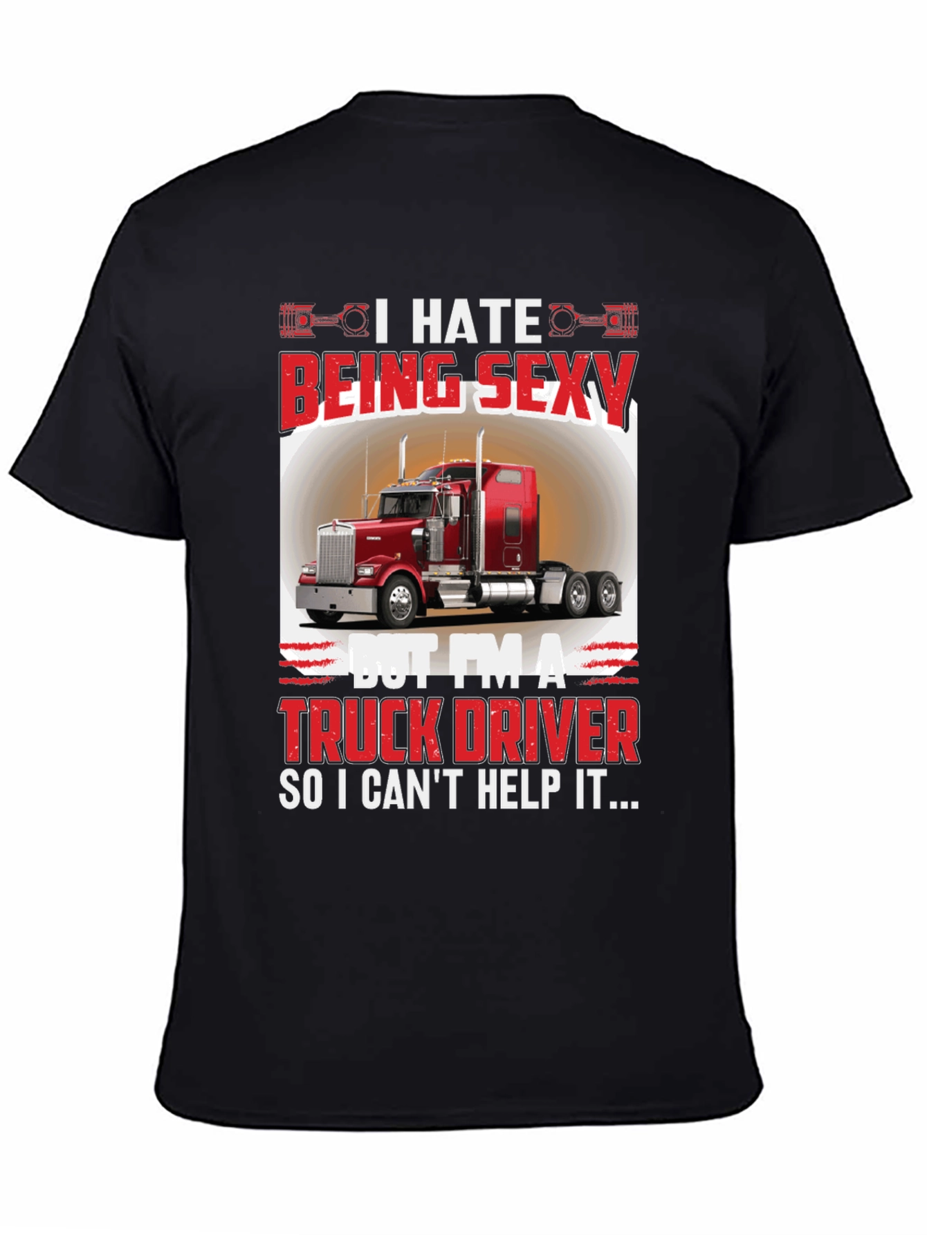 Black Funny Truck Driver Graphic T-Shirt view 4