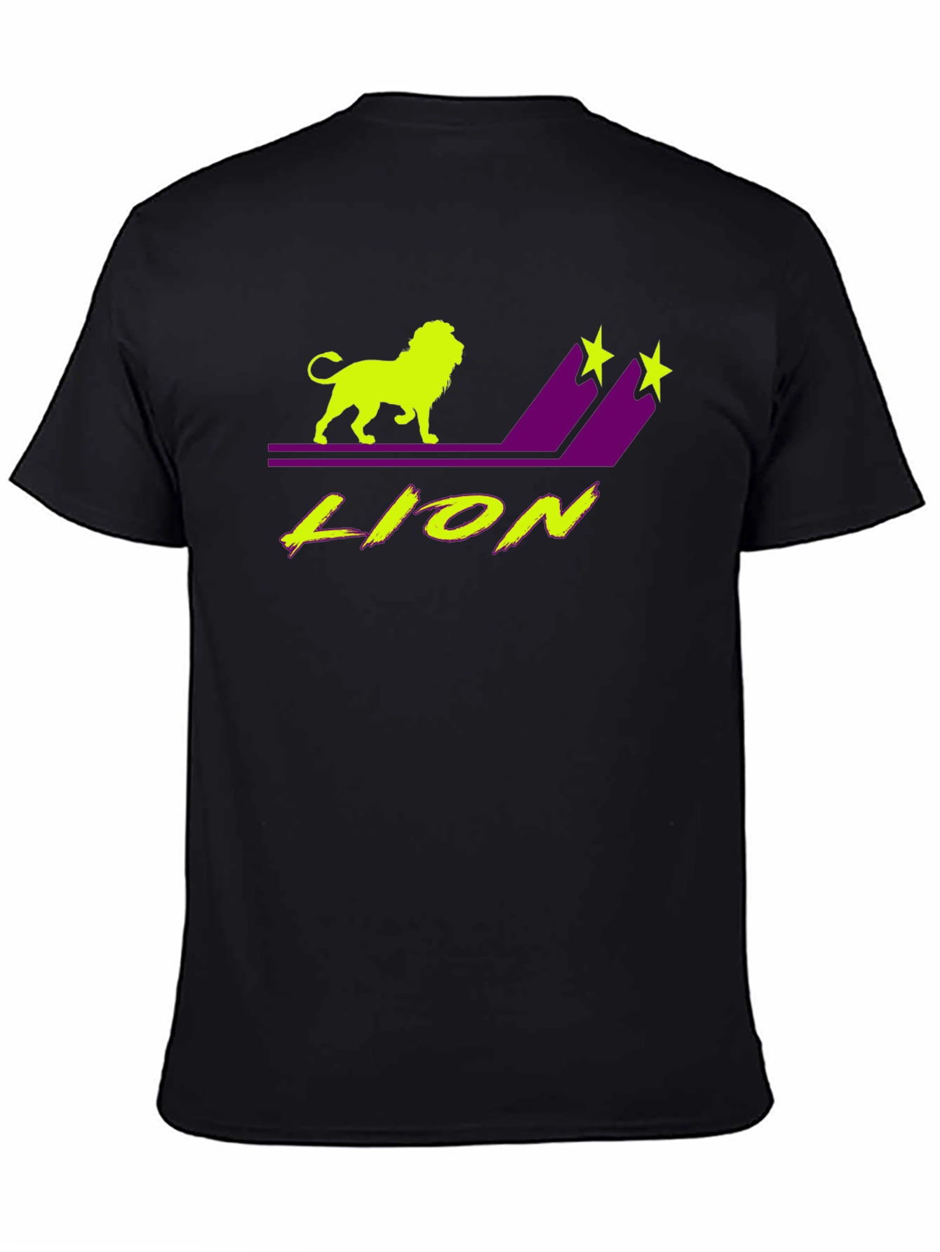 Black Lion Graphic T-Shirt - Black Tee with Neon Design view 4