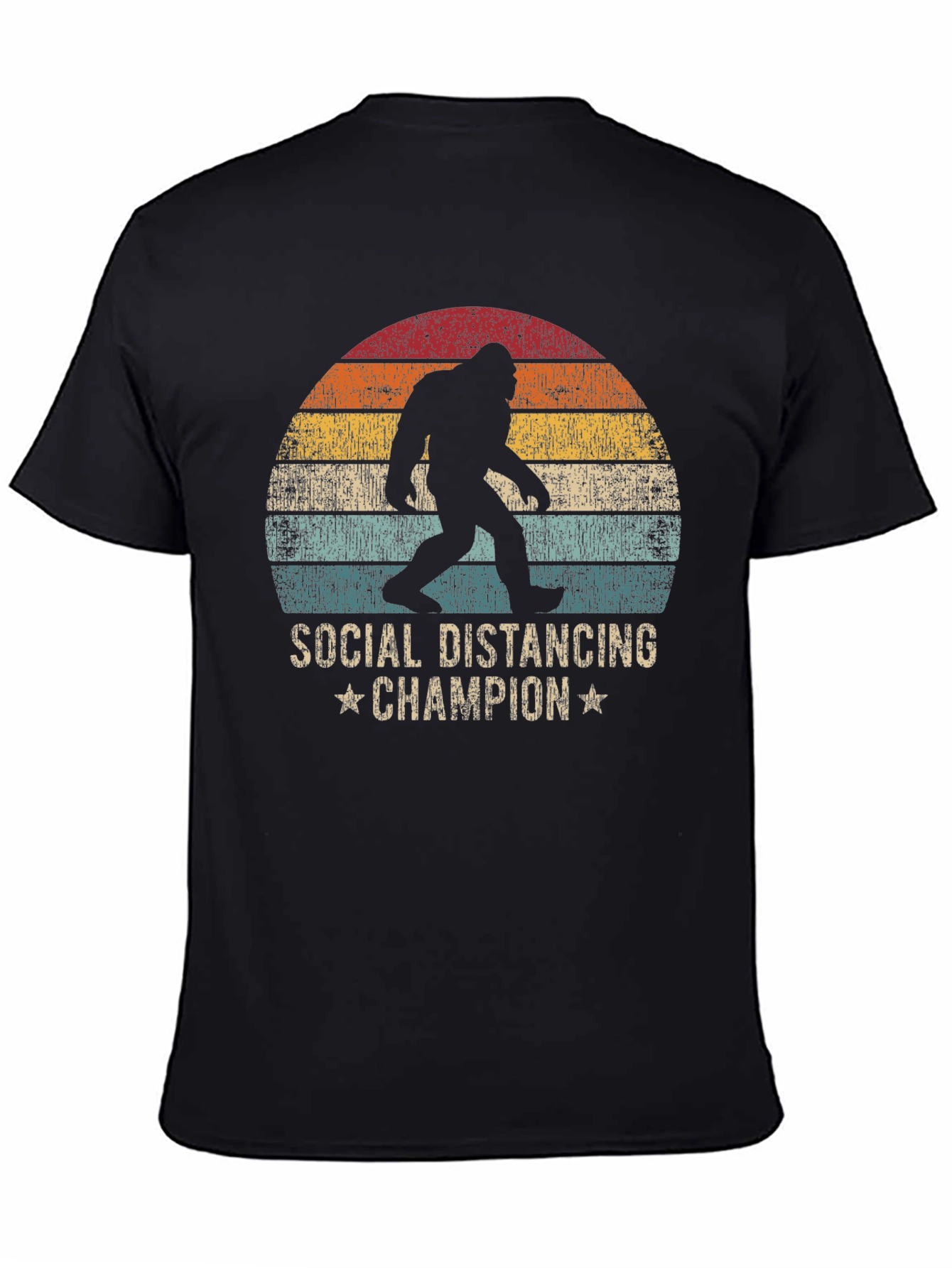 Black Social Distancing Champion Bigfoot T-Shirt view 4