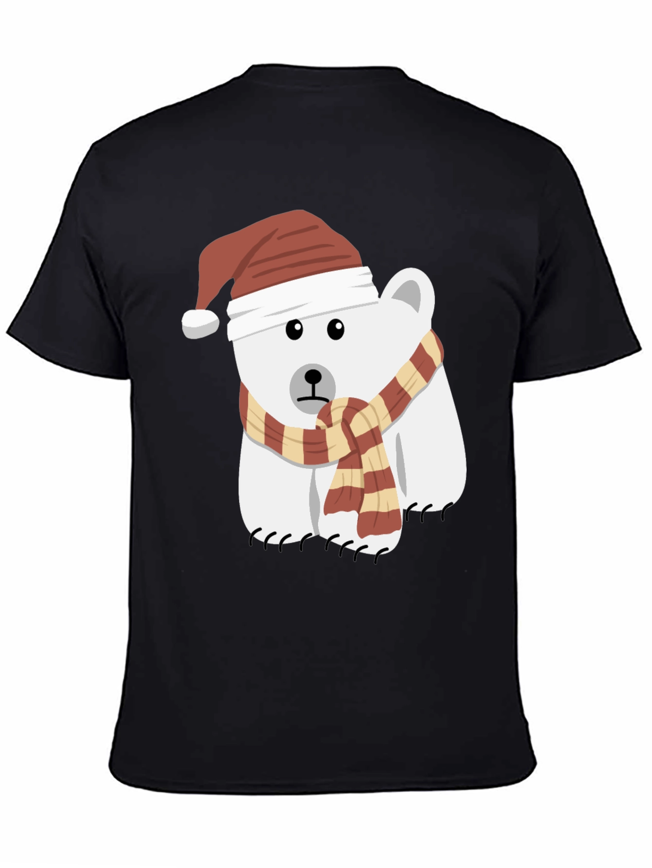 Black Festive Polar Bear Graphic Tee view 4