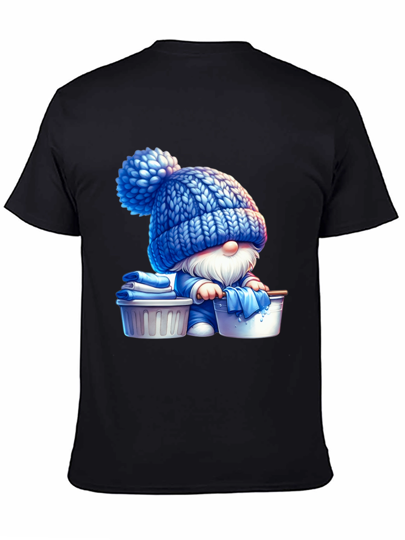 Black Gnome Laundry Day T-Shirt - Unique Graphic Tee view 4